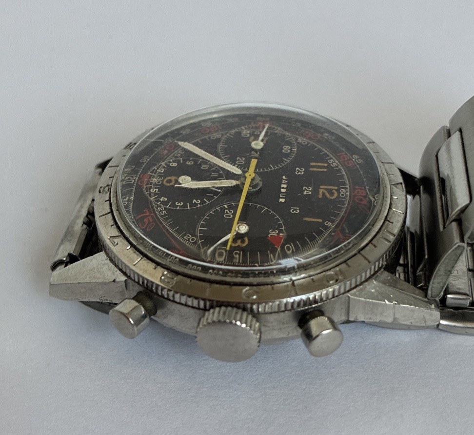 COLLECTOR ALERT! Ultra Rare 1939 Jardur Bezelmeter 960 MILITARY WWII Chronograph