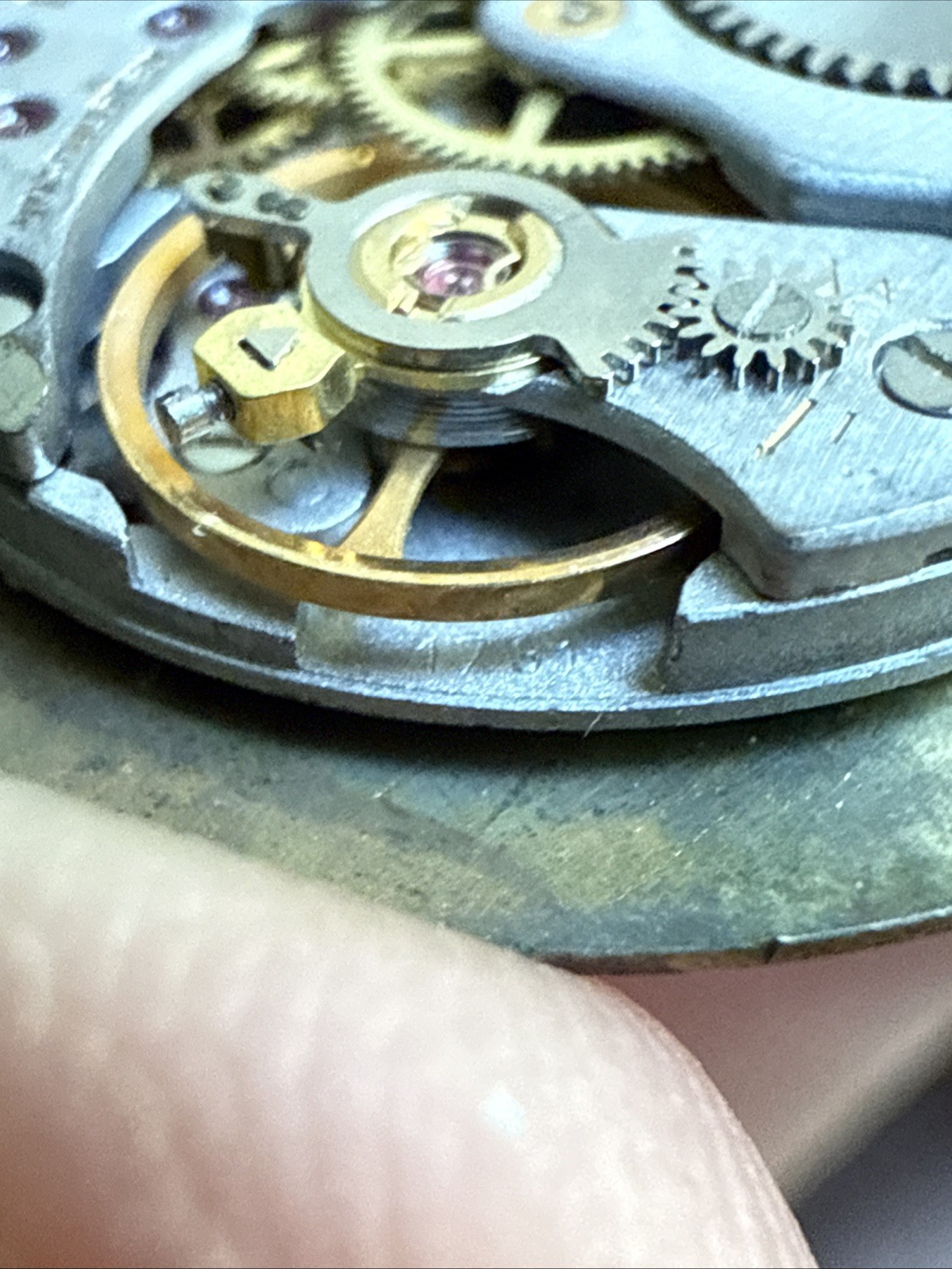 Vintage Zenith Movado 1731 Museum 17 Jewel Gold Dial Movement Good Balance