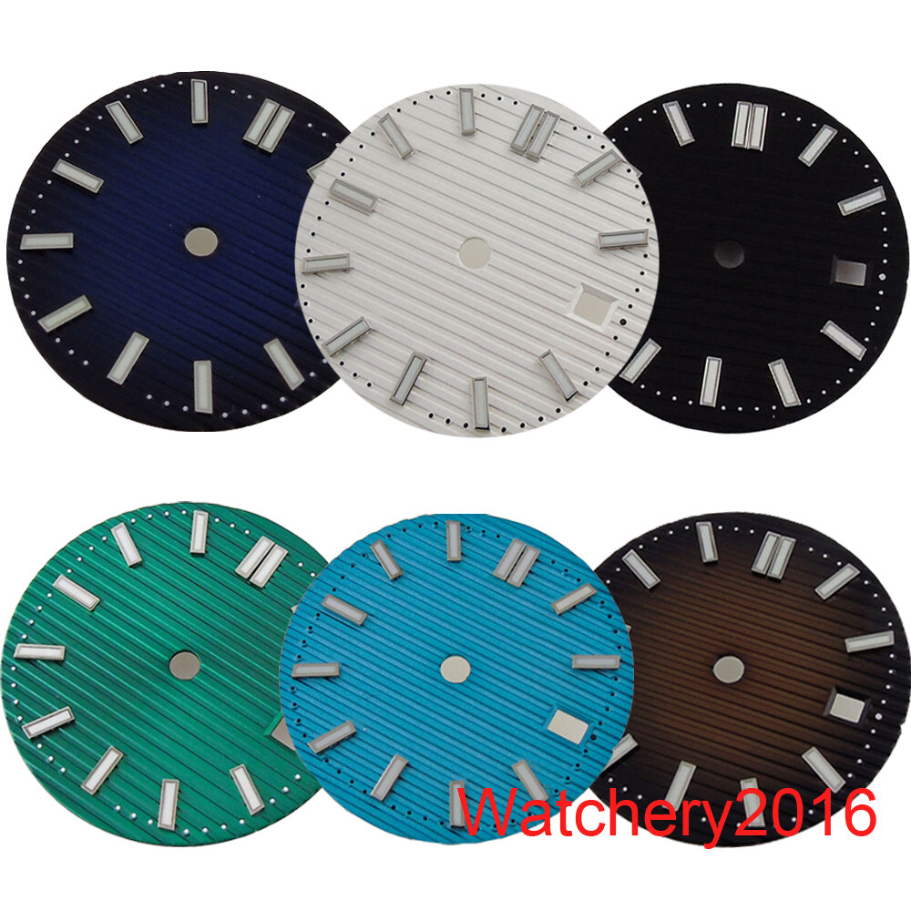29.8mm Watch Dial Luminous Sterile Sky Blue White fit NH35 movement Square case
