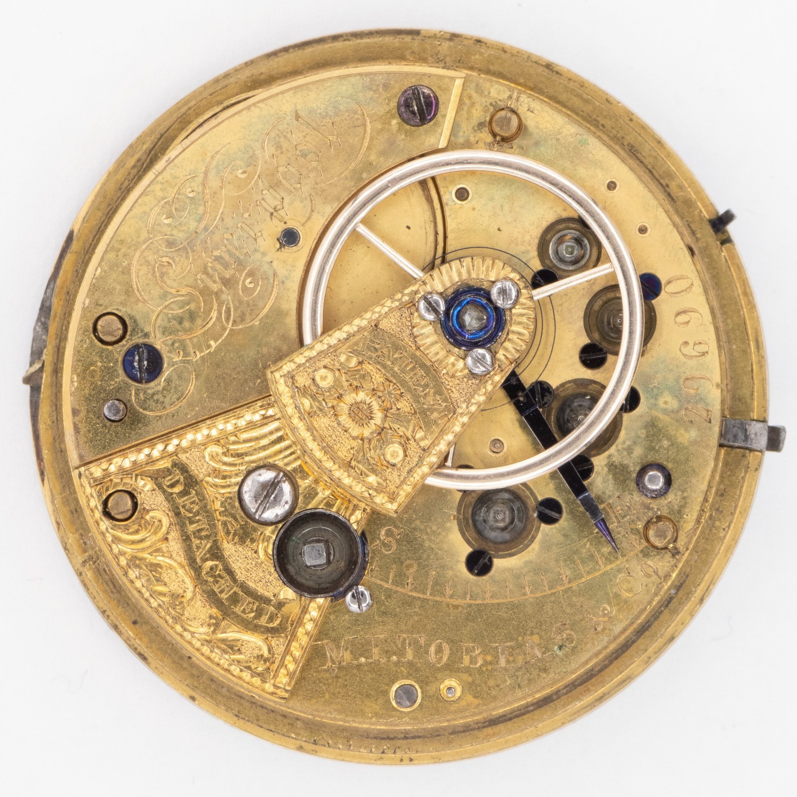 M.I. Tobias 43.9 x 12.1 mm Fusee Key Wind Antique Pocket Watch Movement