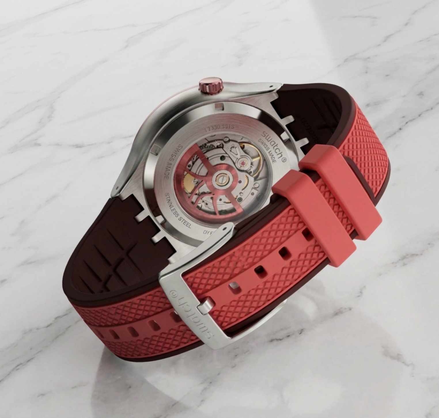 Swatch Unisex Oversized Watch Big Bold Irony Lacquered Casual Red Dial 47MM