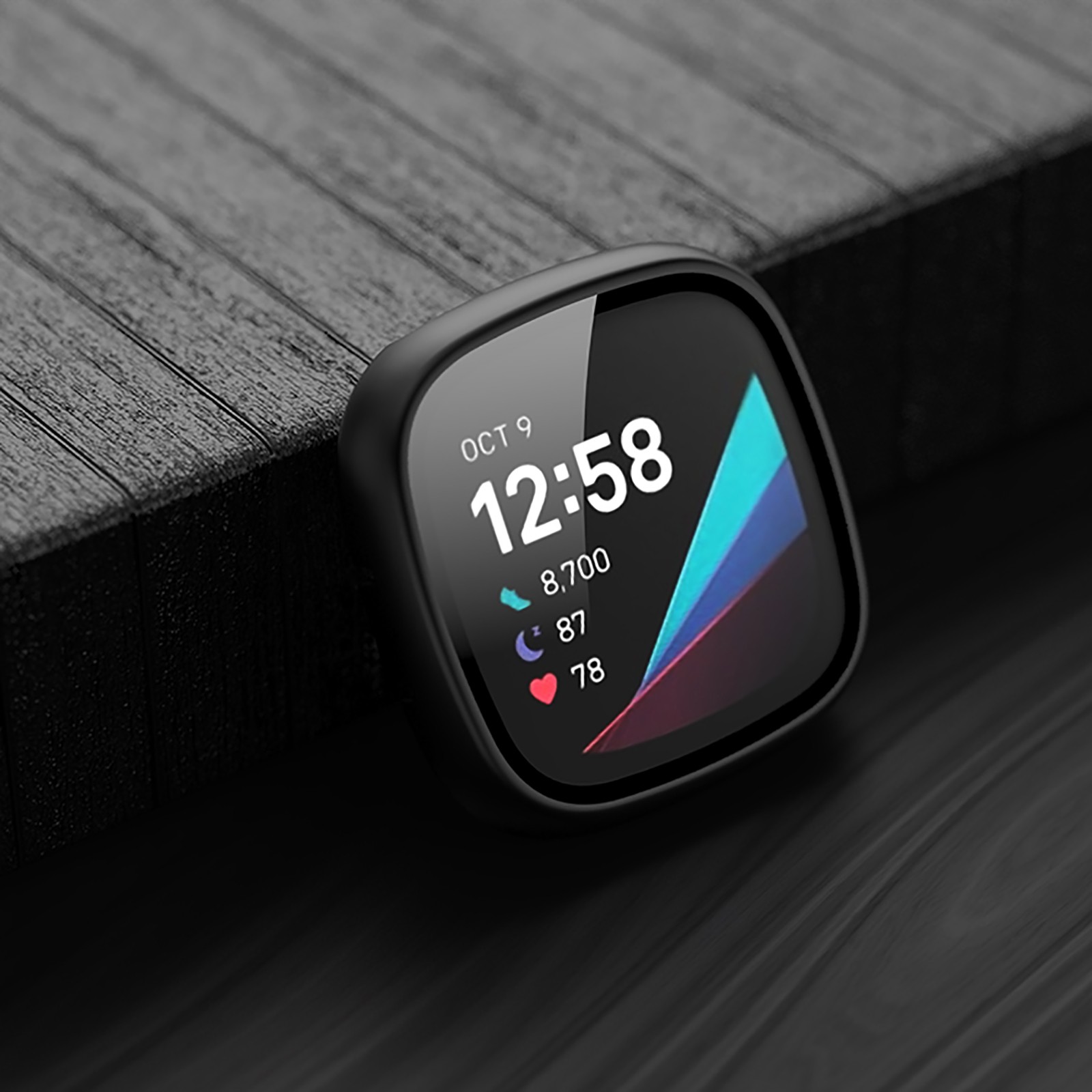Watch Case PC+Tempered Film Case Protective Case for Fitbit Versa 3/Sense