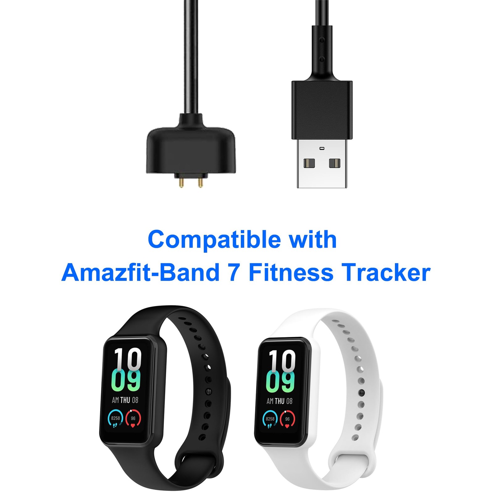 Lettou Charger Cable Replacement for Amazfit Band 7 (1 Pack/3.3Ft) Black