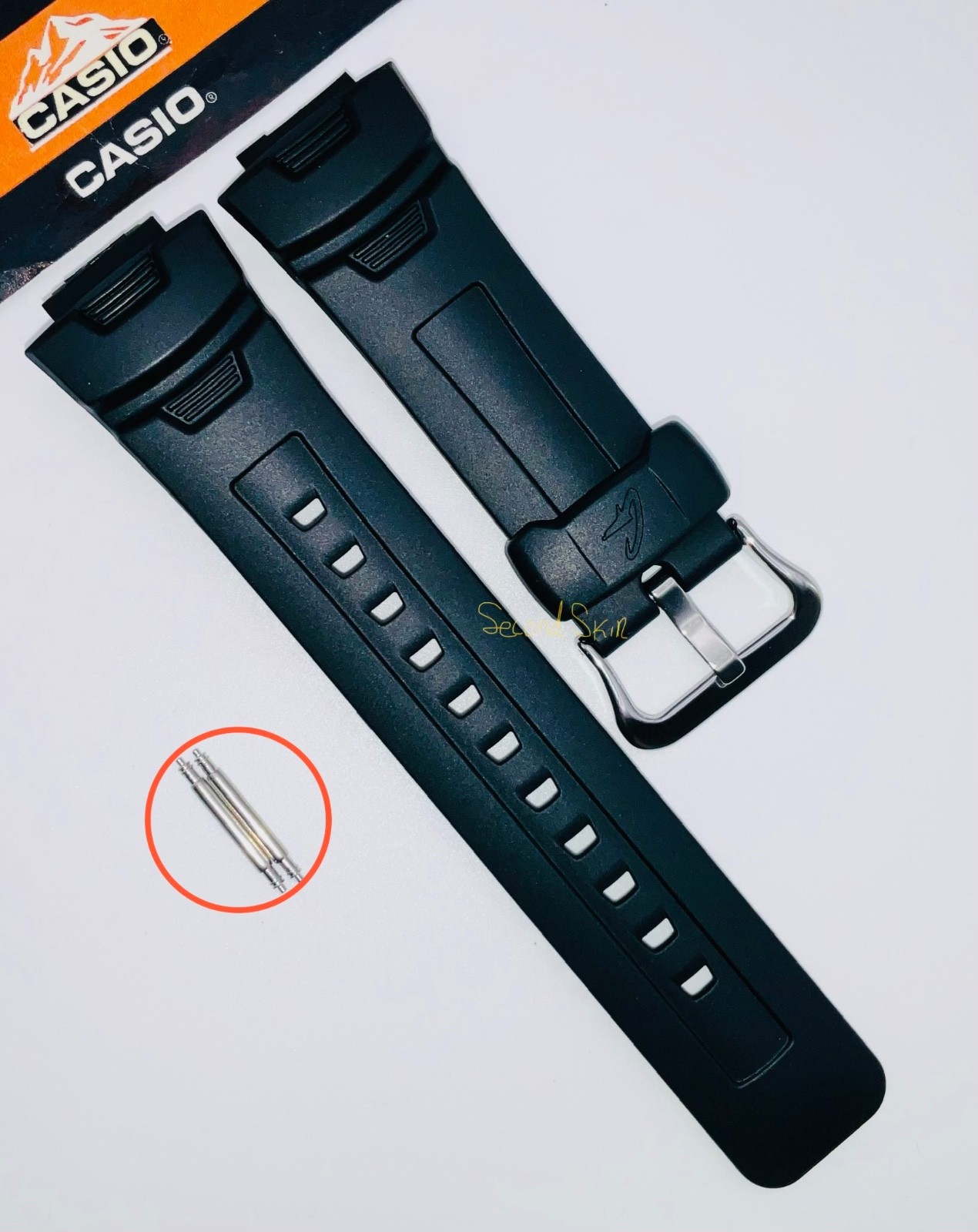 Genuin Casio G-Shock Black Watch Band Rubber Strap G-7500-1VG-7500G-9V + Pins