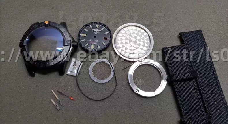 For DIY 44mm Watch Steel Case kit For 2824 movement