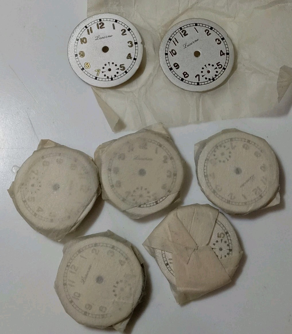 A Vintage Lot of 12 lucerne military style Wristwatch dials n o s