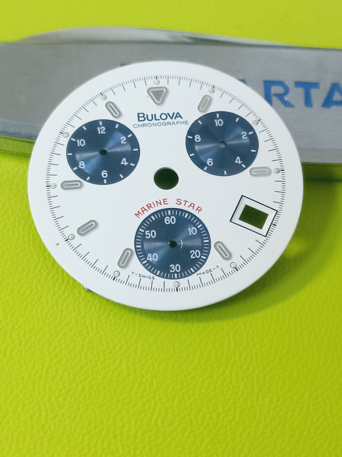 BULOVA Marine Star Dial Dial ETA 251.255 White Blue Vintage Watch Men Date