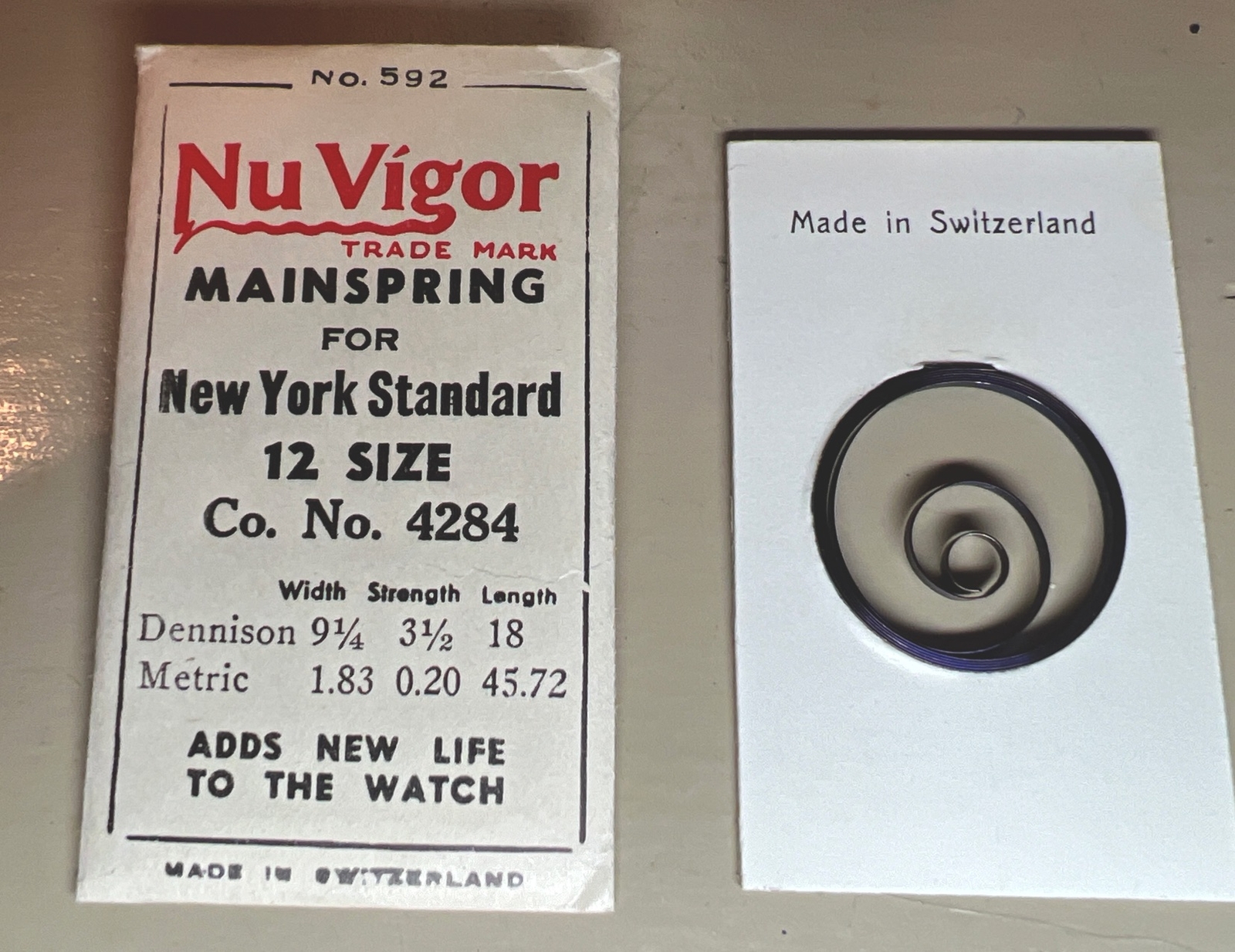 NY STANDARD 12 SIZE MAINSPRING 4284