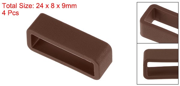 Watch Band Strap Loops Silicone for 20mm Width Watch Band, Brown 4 Pcs