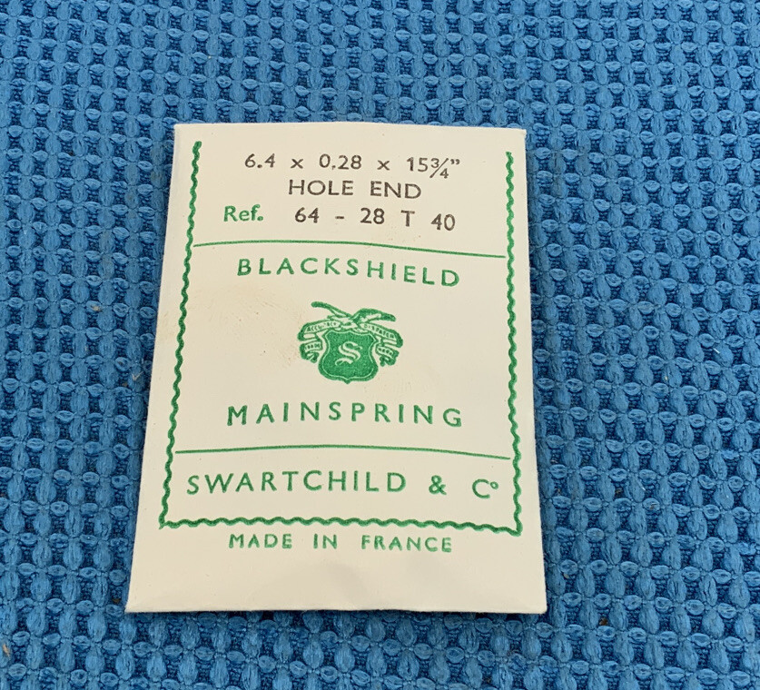 BLACK SHIELD 6.4-28 T 40 MAINSPRING (64 X 0.28 X 15.75) NOS (329-WA15) L