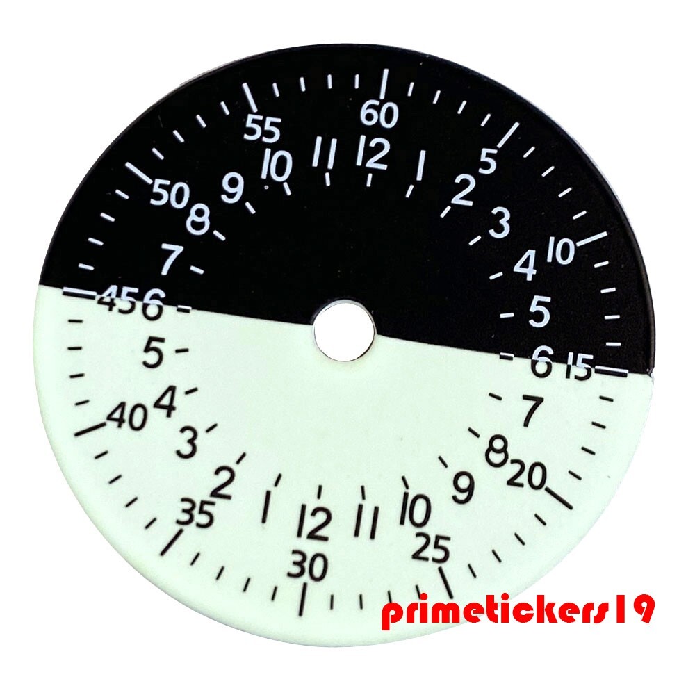 29mm Automatic GMT NH34 Watch Dial Two Tone Face+Hands Set Green Lume Accessory