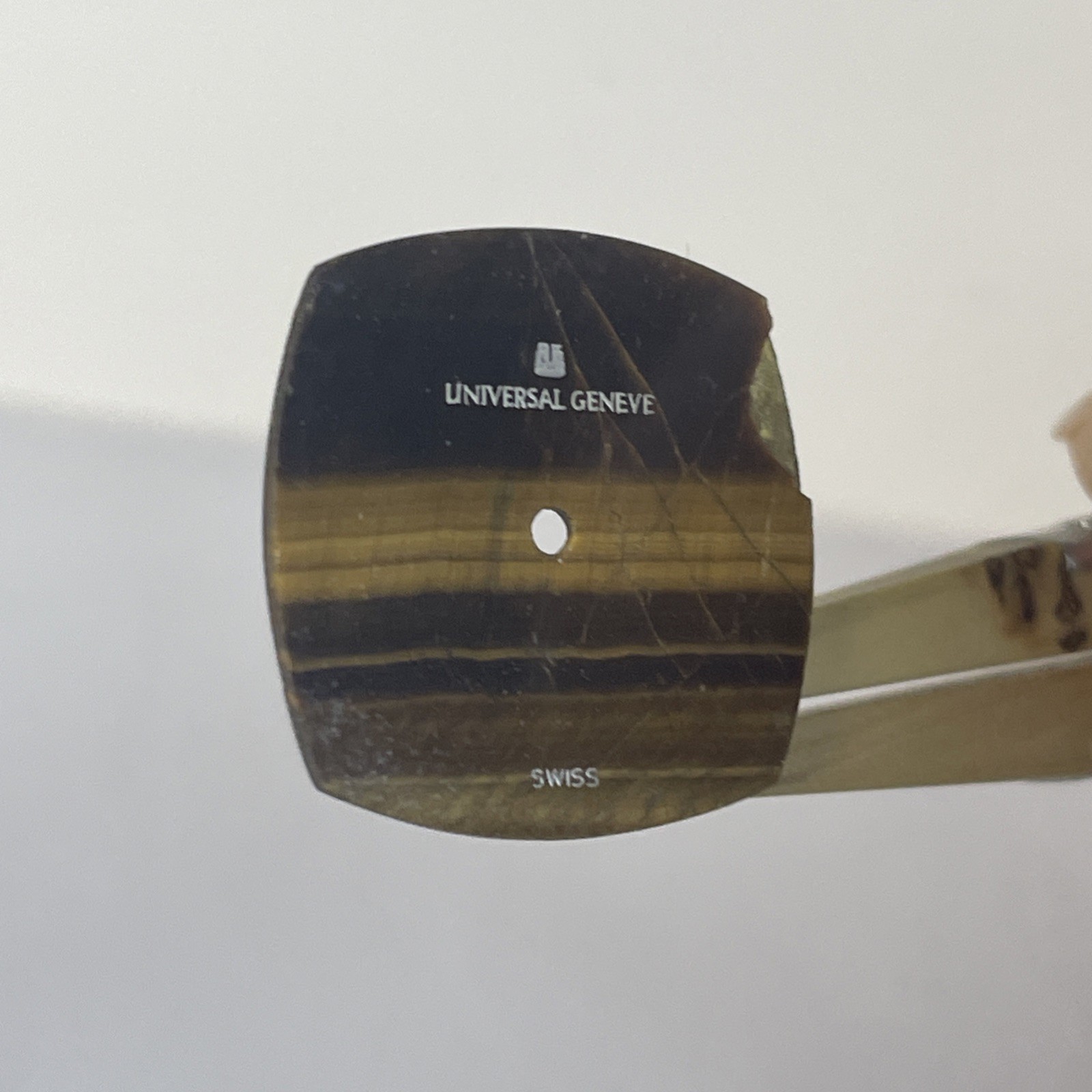 Rare Vintage Universal Geneve Square Tiger Eye Dial Cracked 20.2mm
