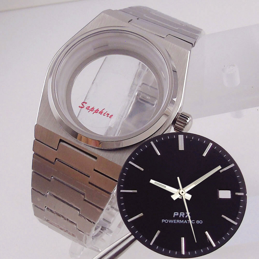 40mm Steel Watch Case Sapphire For Super Player Mod Prx Case Dial Fit NH35 NH36