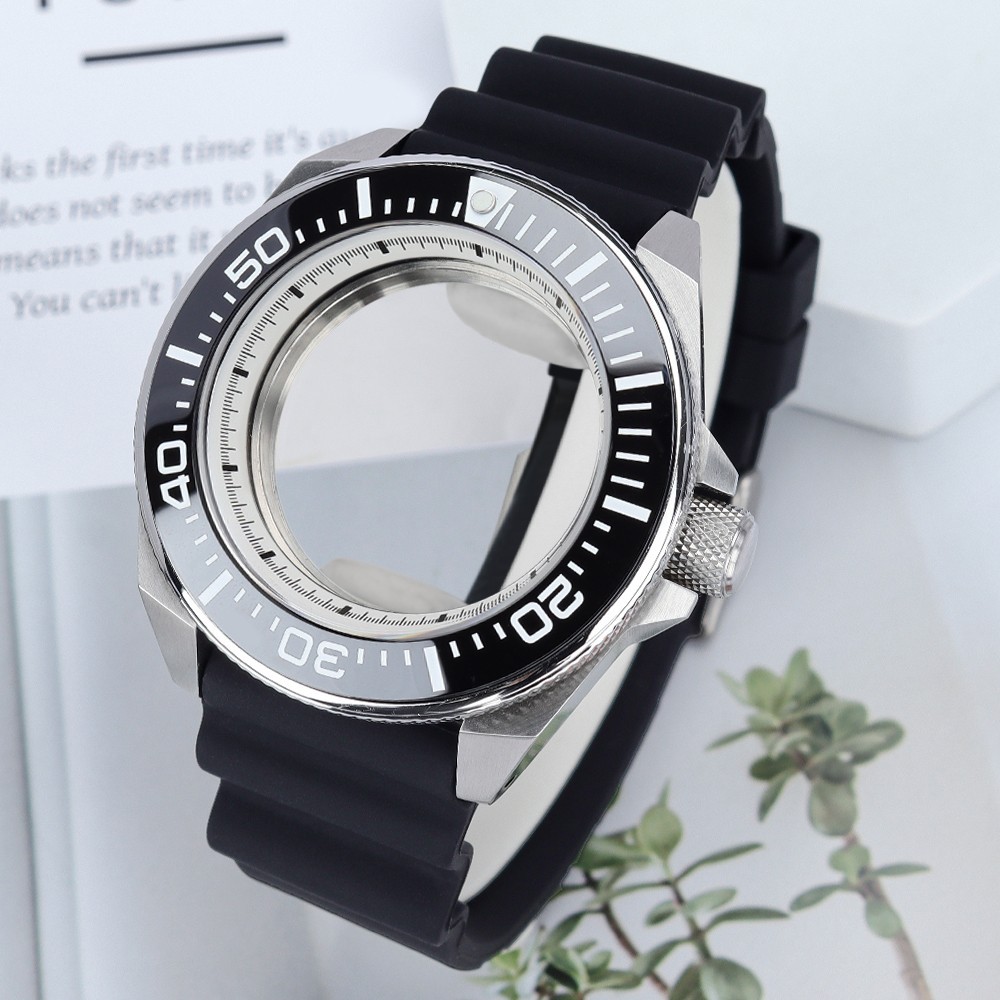 43.8mm NH35 Steel Watch Case Strap Vintage Samurai Style For Seiko NH35 Movement