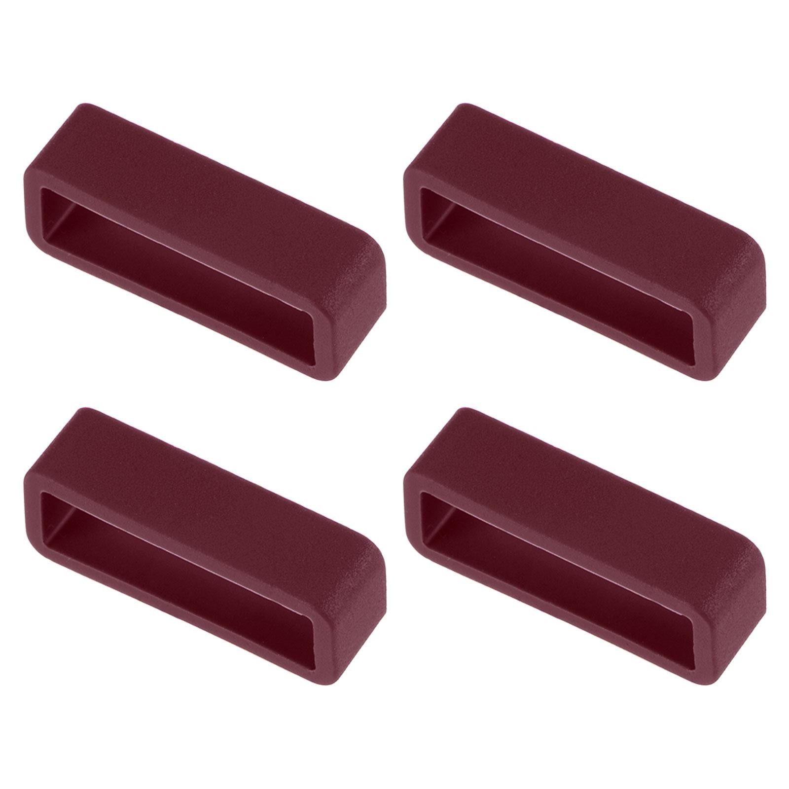 Watch Band Strap Loops Silicone for 22mm Width Watch Band, Wine Red 4 Pcs