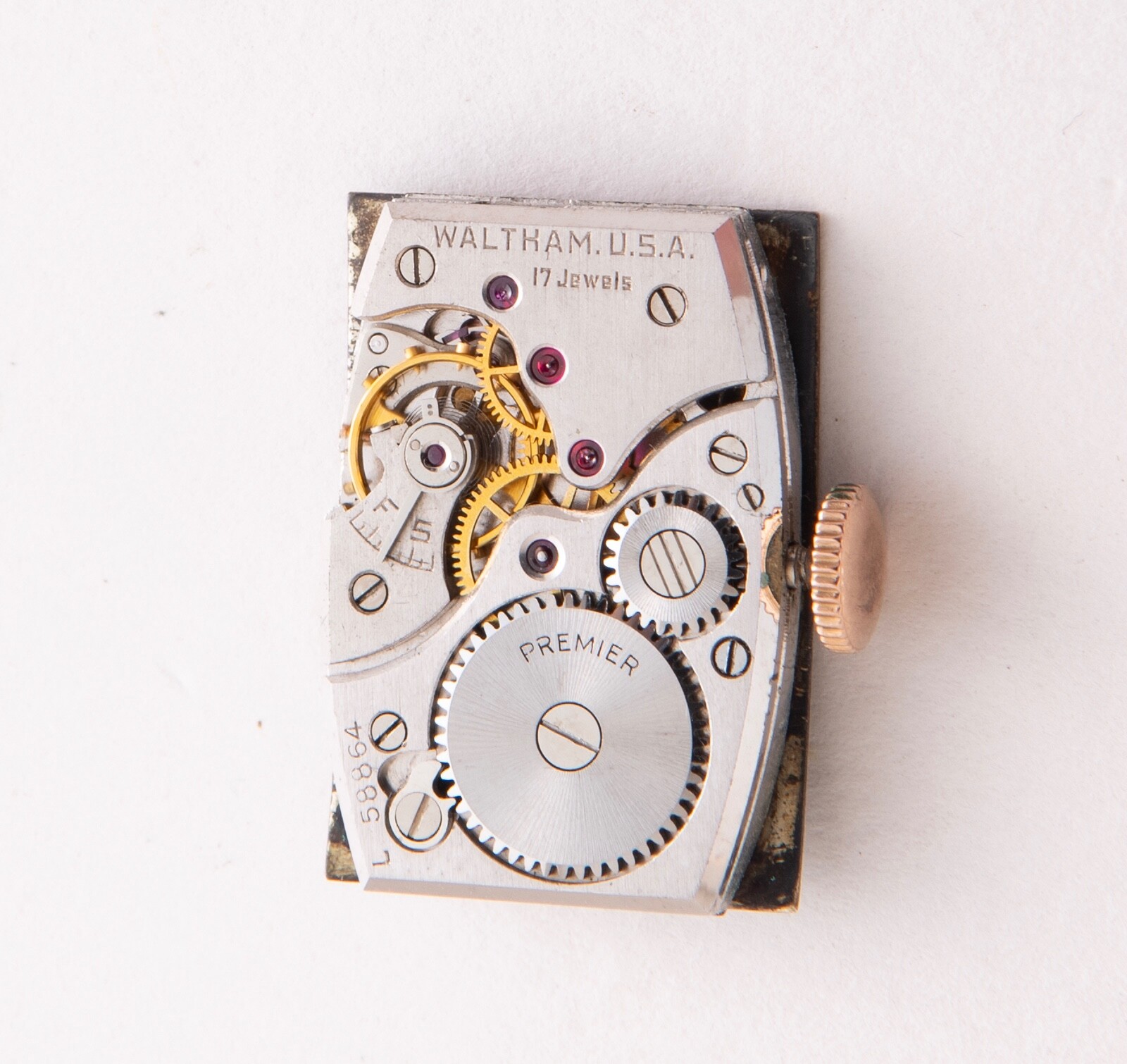 Vintage Waltham Premier Watch Movement 17 Jewels Swiss W/ Crystal