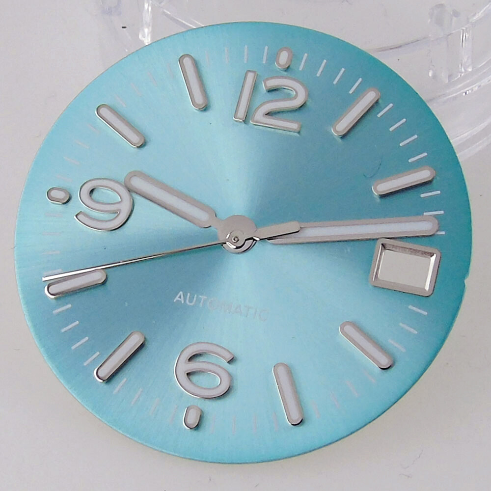 29mm Blue/Black/White Sunburst Dial For NH35A NH36 Silver Edge Hands Watch Parts