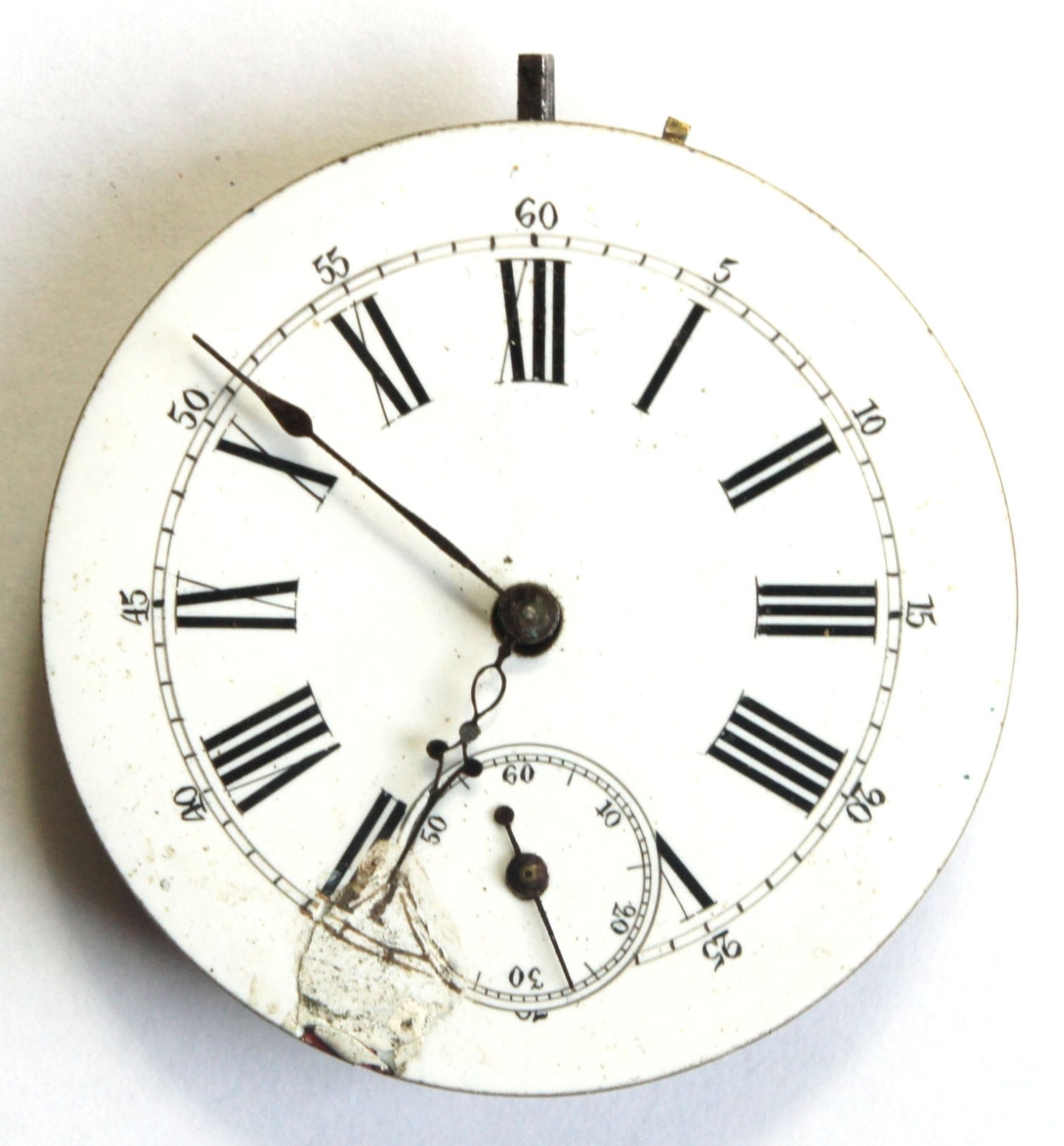 Antique Cylinder Pocket Watch Movement 17 Lignes 38.5mm for Parts or Repair