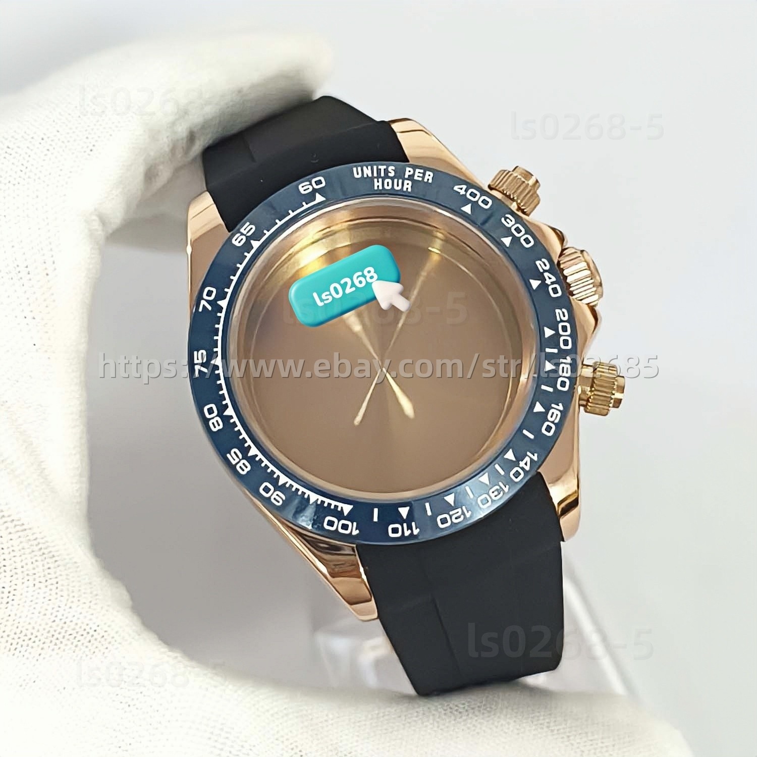 39mm Rose Gold Plated Case For VK63 Quartz Movement Chronograph Watch
