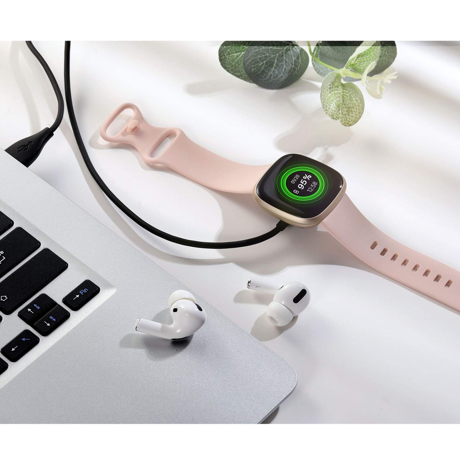 Compatible with Fitbit Sense & Fitbit Versa 4 Charger Replacement USB Chargin…