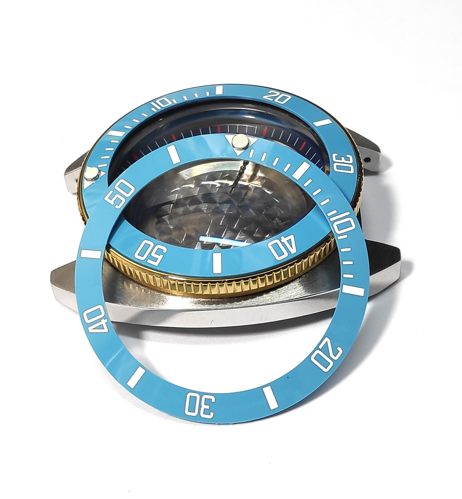 38mm FOR SEIKO SKX007 SKY BLUE SLOPING CERAMIC BEZEL INSERT SRPD CUSTOM