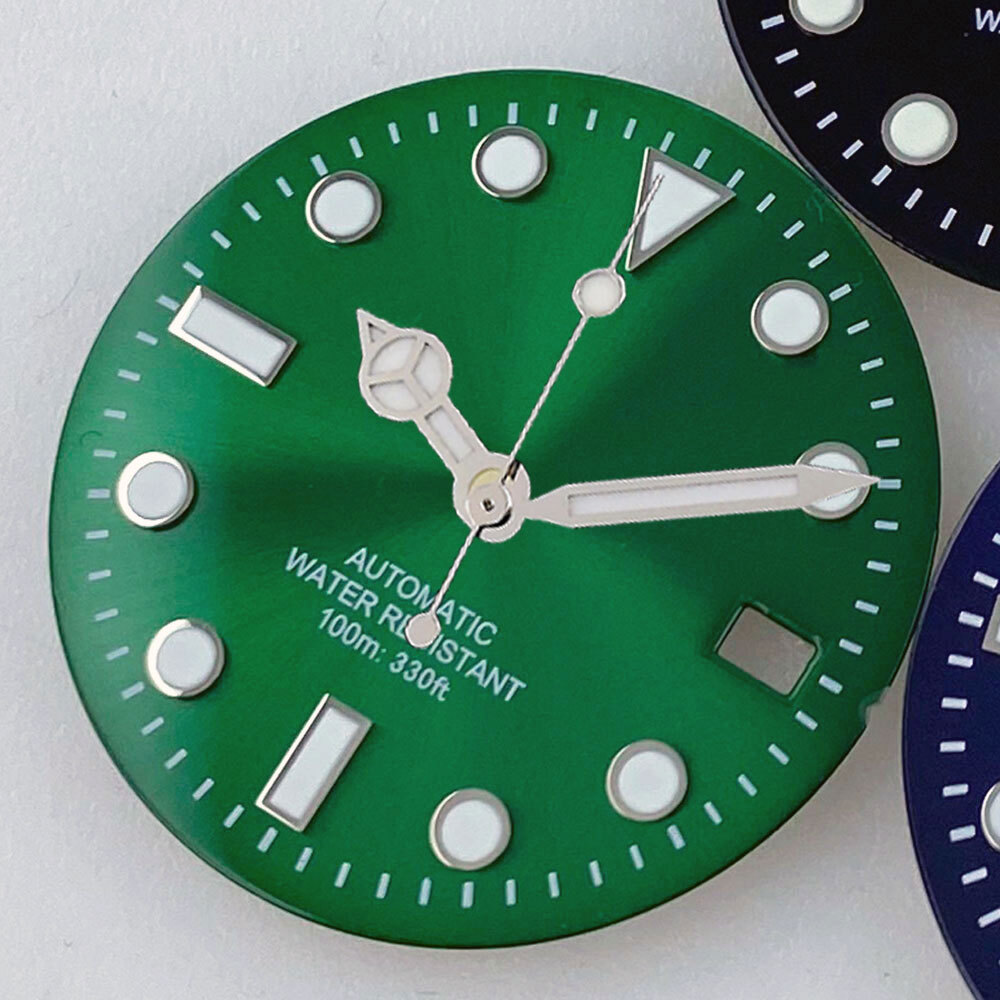 29mm Black Blue Green Luminescent Dial and Hands fit NH35 NH36 Movement