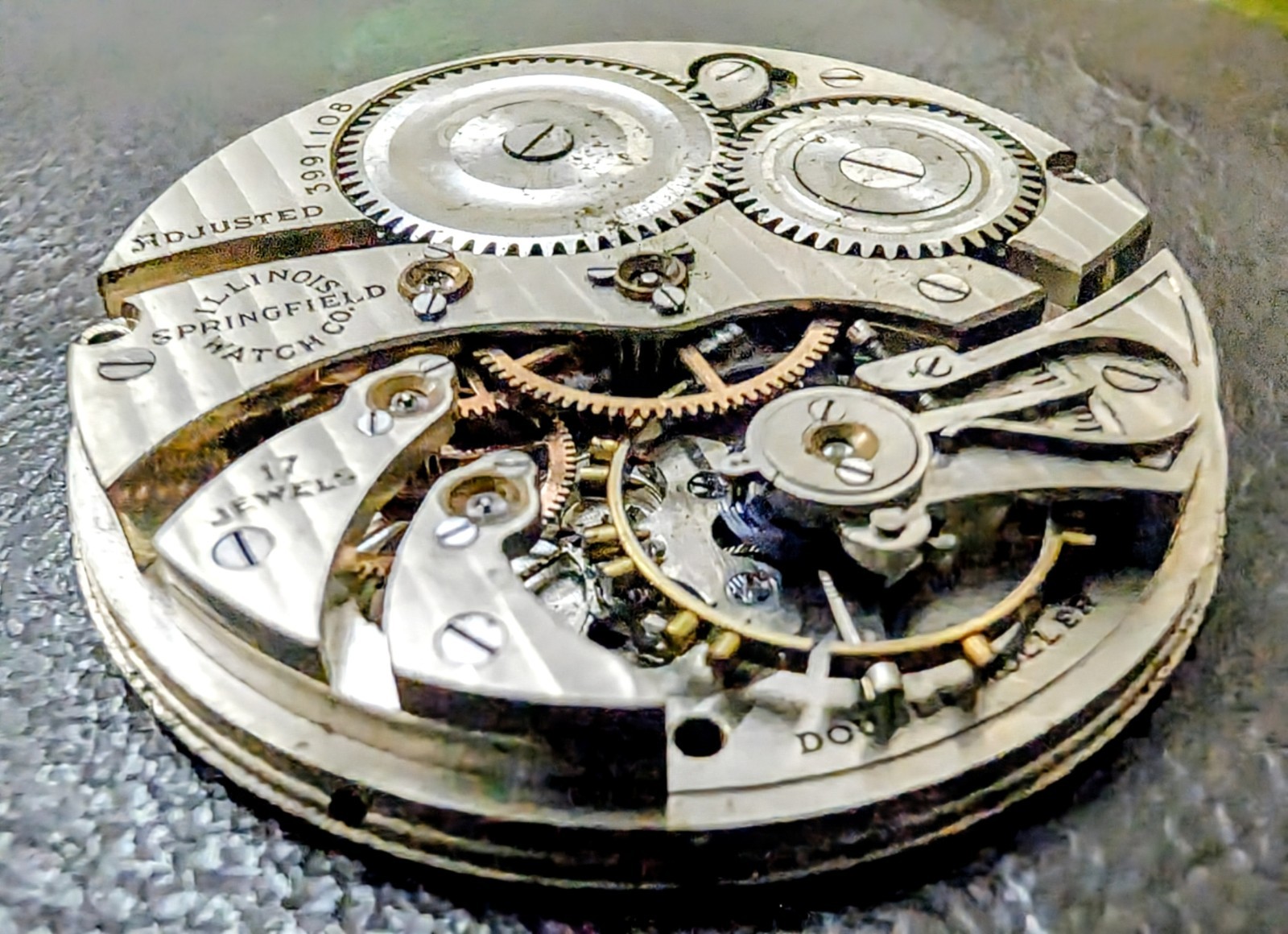 1922 Illinois Watch Co Springfield Movement 17J 3 Adj Grade 405 Model 3 12s