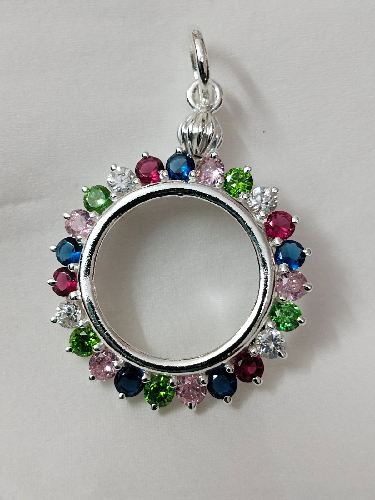 925 Sterling Silver Round CZ Bezel Pendant Handmade Blank Bezel
