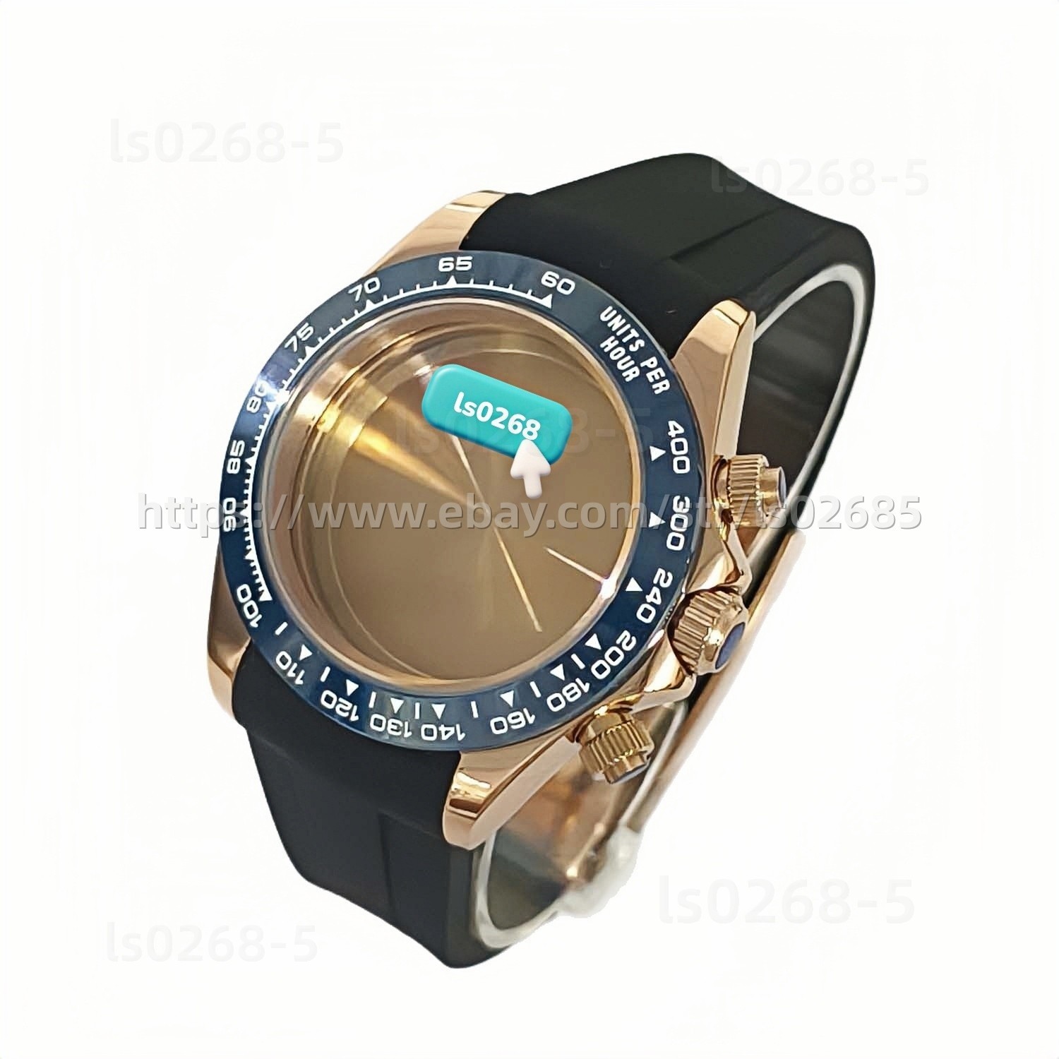 39mm Rose Gold Plated Case For VK63 Quartz Movement Chronograph Watch