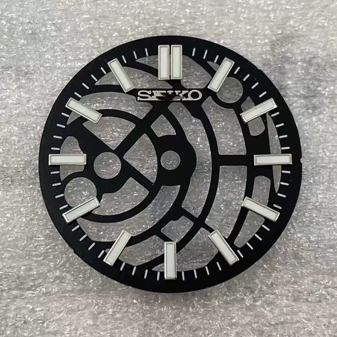 28.5mm Cutout Watch Dial Green Lume for Nh70 NH72 Movement Watch Parts S Logo