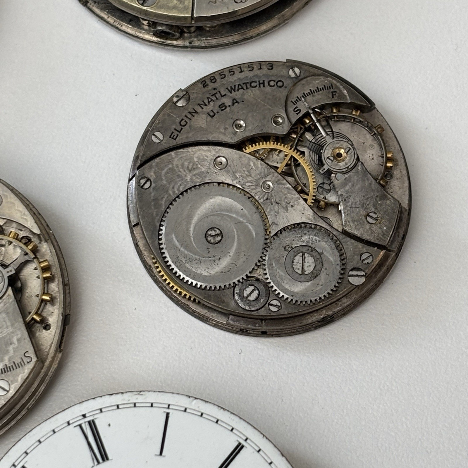 Vintage Elgin Waltham Pocket Watch Estate Repair Parts Bulk Lot Movement Dial