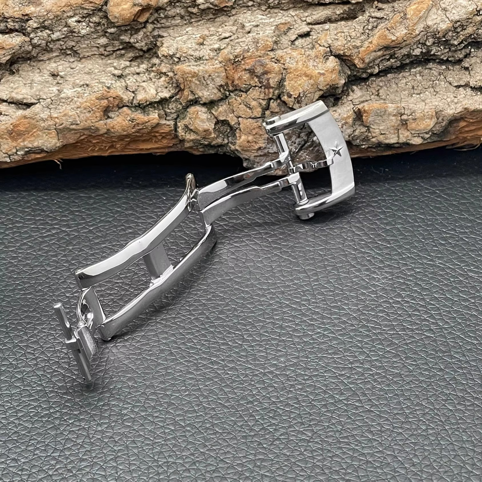 18mm 316L Stainless Steel Butterfly Buckle Fits ZENITH 670 680 691 Watch Band