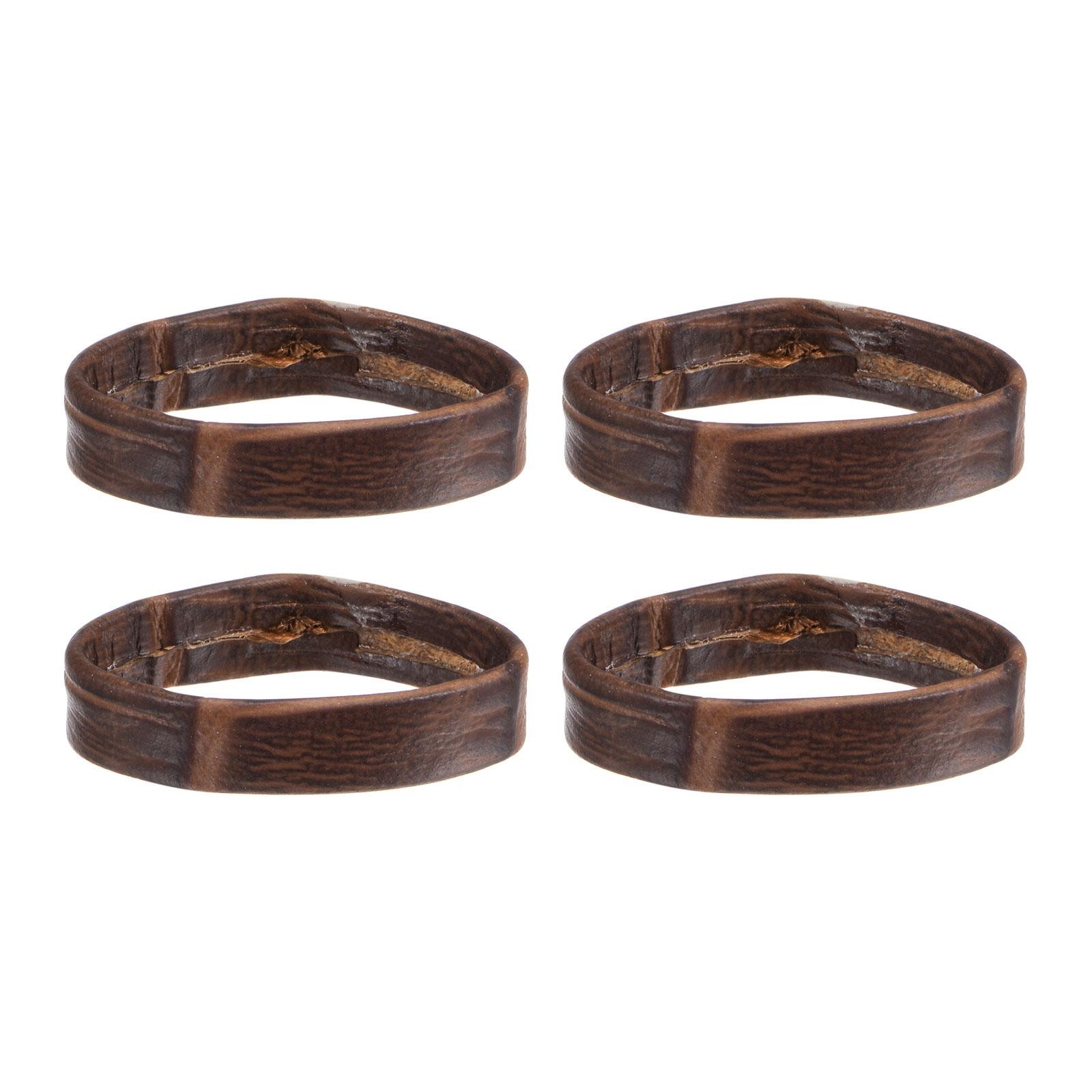 4 Pcs PU Leather Loops Retaining Ring for 24mm Width Watch Band, Dark Brown