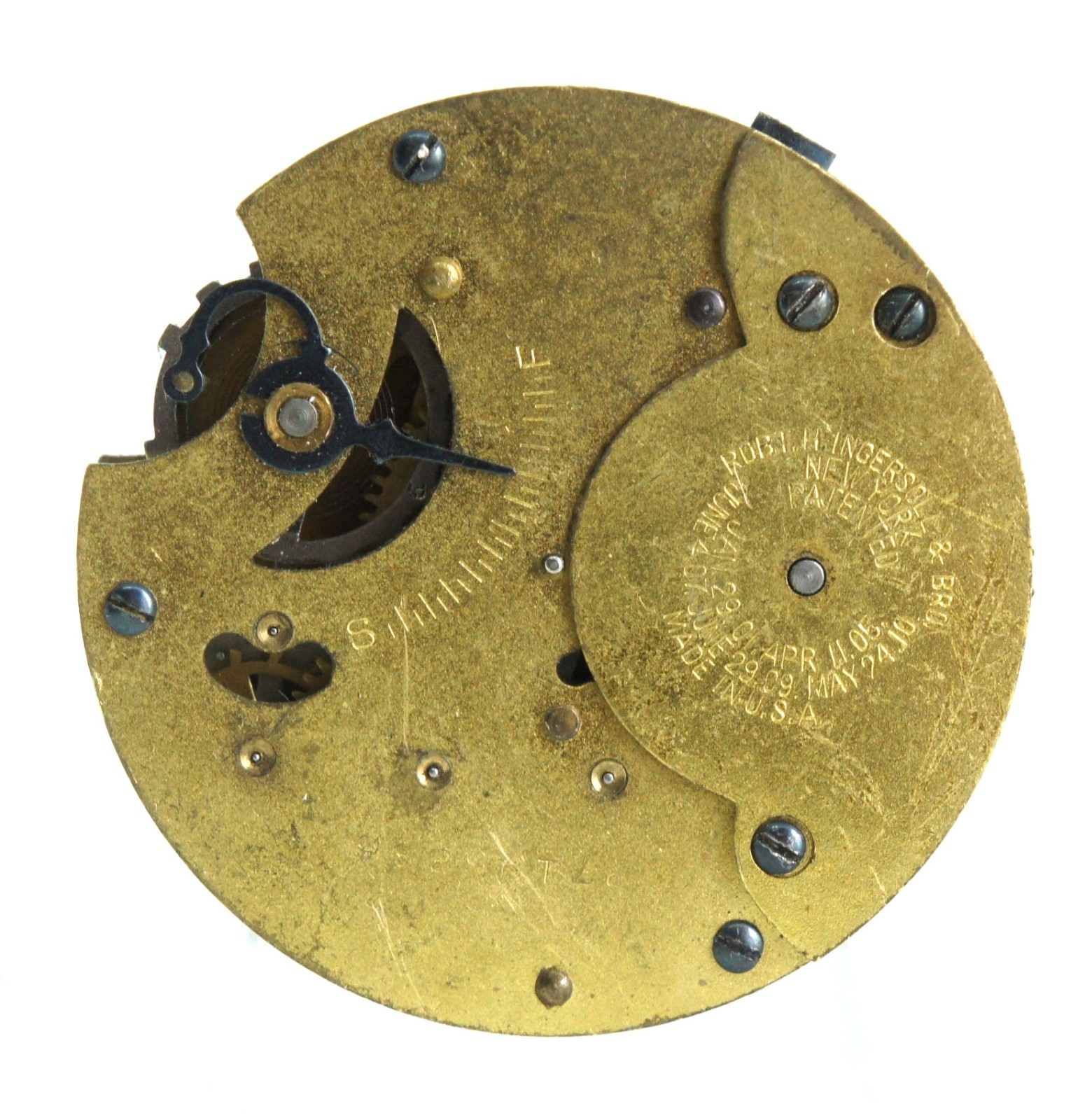 VINTAGE INGERSOL CROWN USA SPOCKET WATCH MOVEMENT 45 mm BALANCE EXC!