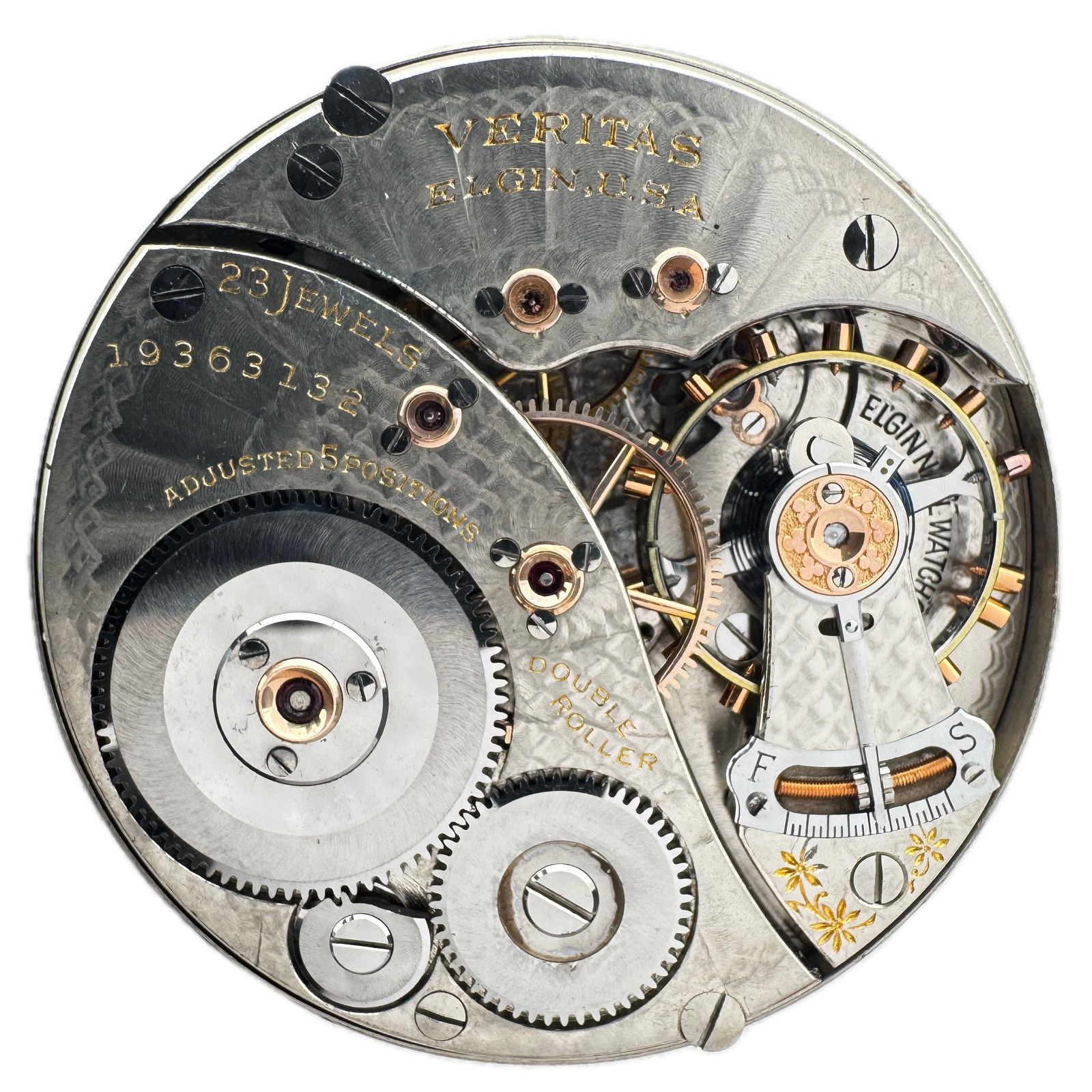 Antique 16s 1917 Elgin 23j Veritas Railroad Class A Pocket Watch Movement 376