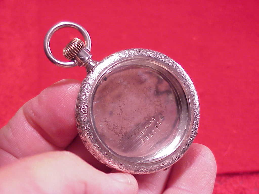 VINTAGE O.F. STERLING SILVER 6 SIZE FANCY ENGRAVED POCKET WATCH CASE EMPTY 41MM