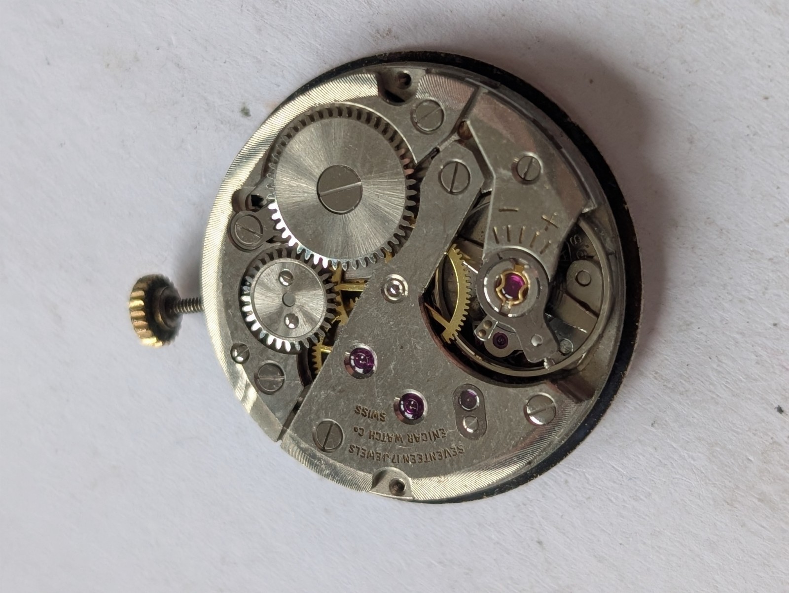 Vintage Enicar/AR 982 Mechanical Watch Movement (Spares/Repairs/Good Balance)