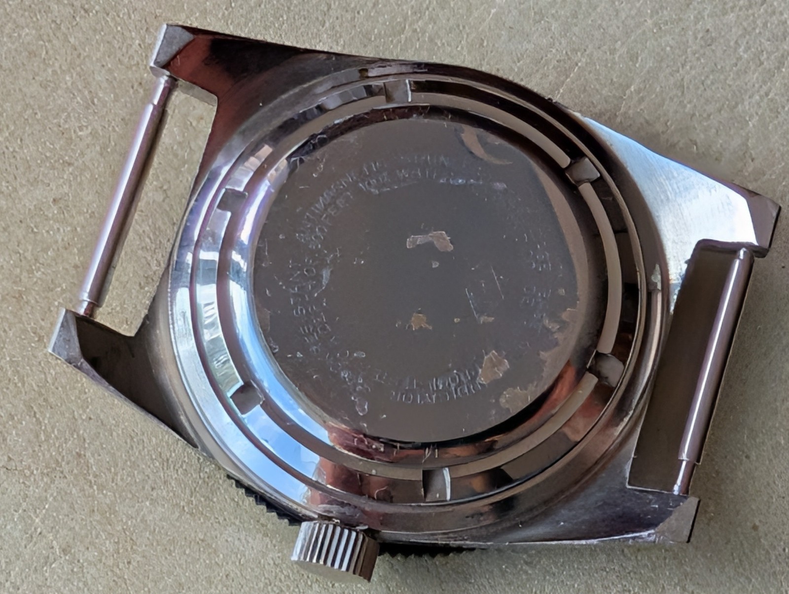 Vintage 1960/70’s TK All SS Diver Case w/Countdown Bezel,Glossy Black Dial,Crown