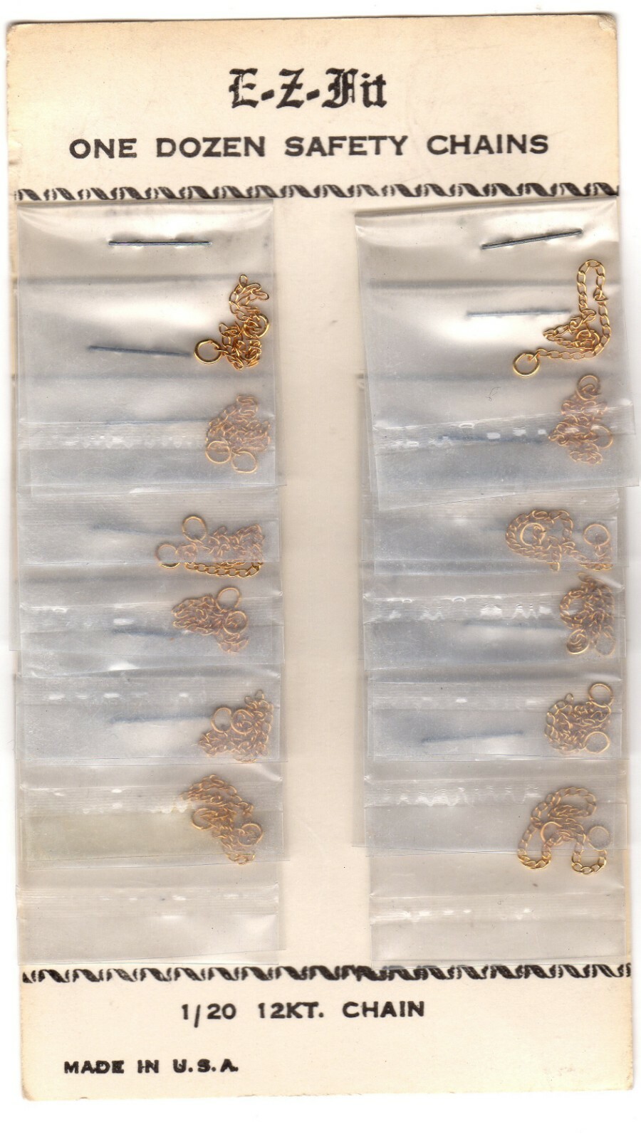 Gold SAFETY CHAIN 7 mm LONG 1/20 12KT With OVAL ENDS