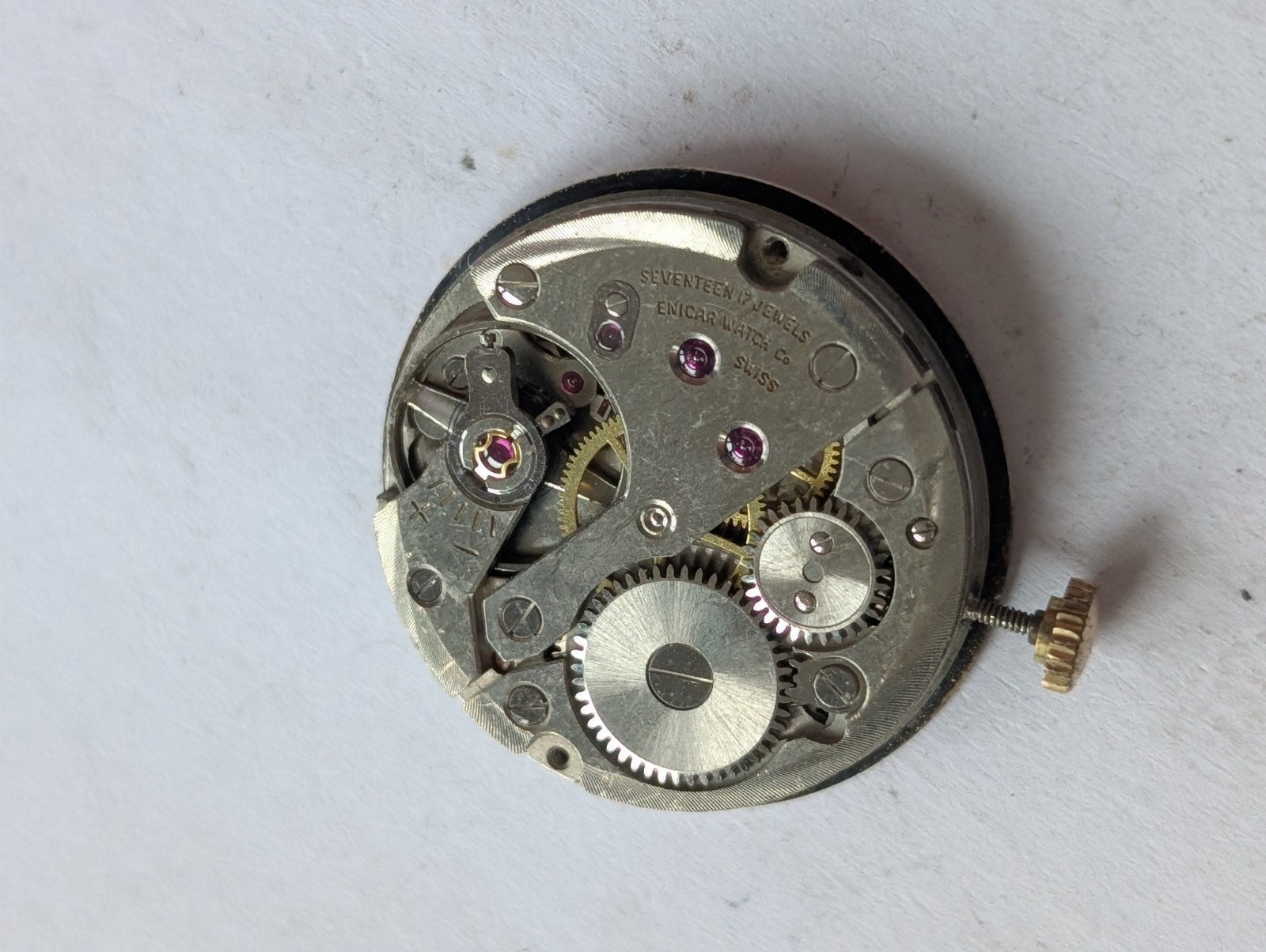 Vintage Enicar/AR 982 Mechanical Watch Movement (Spares/Repairs/Good Balance)