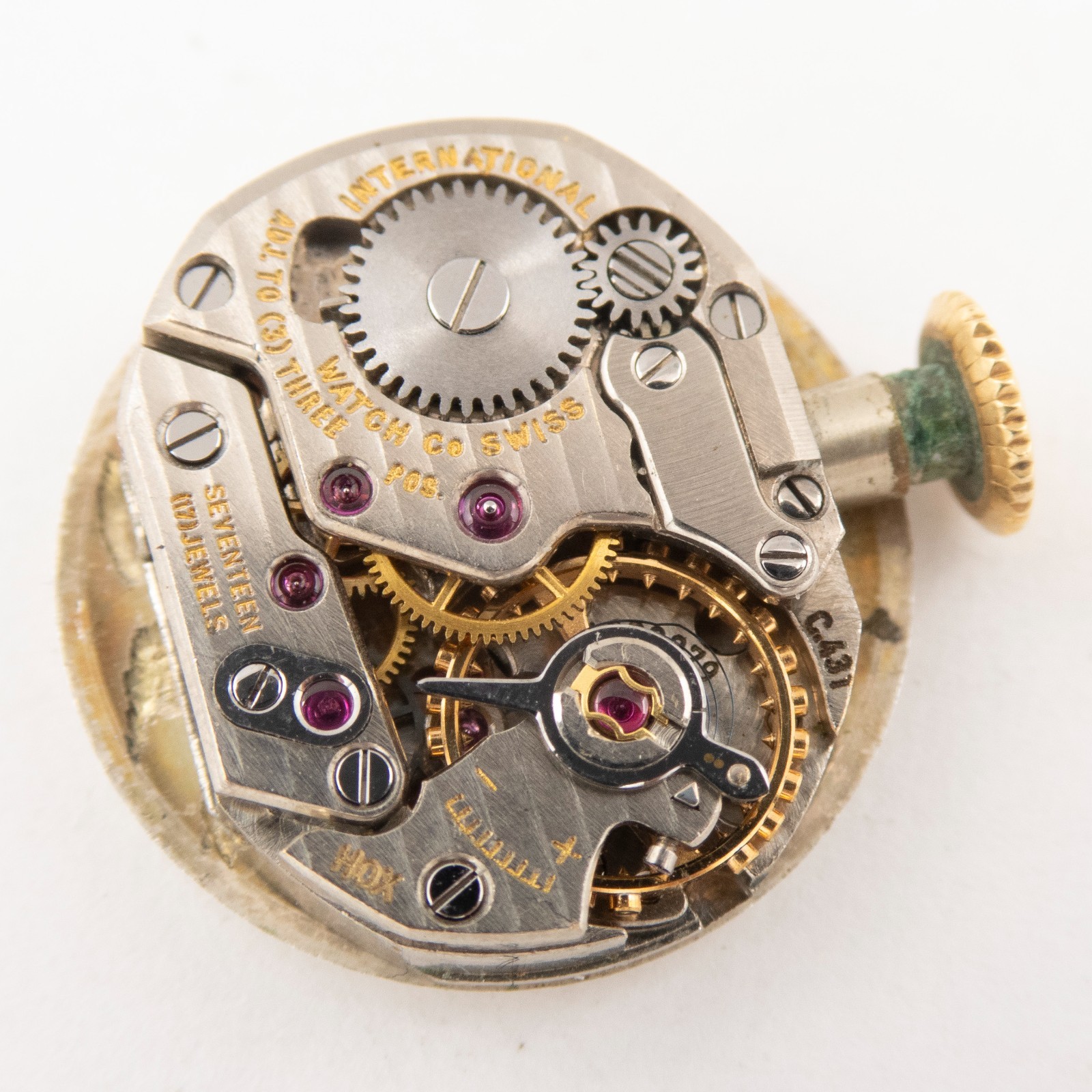Vintage International Watch Co. IWC Cal. 431 17-Jewel Wristwatch Movement, Runs