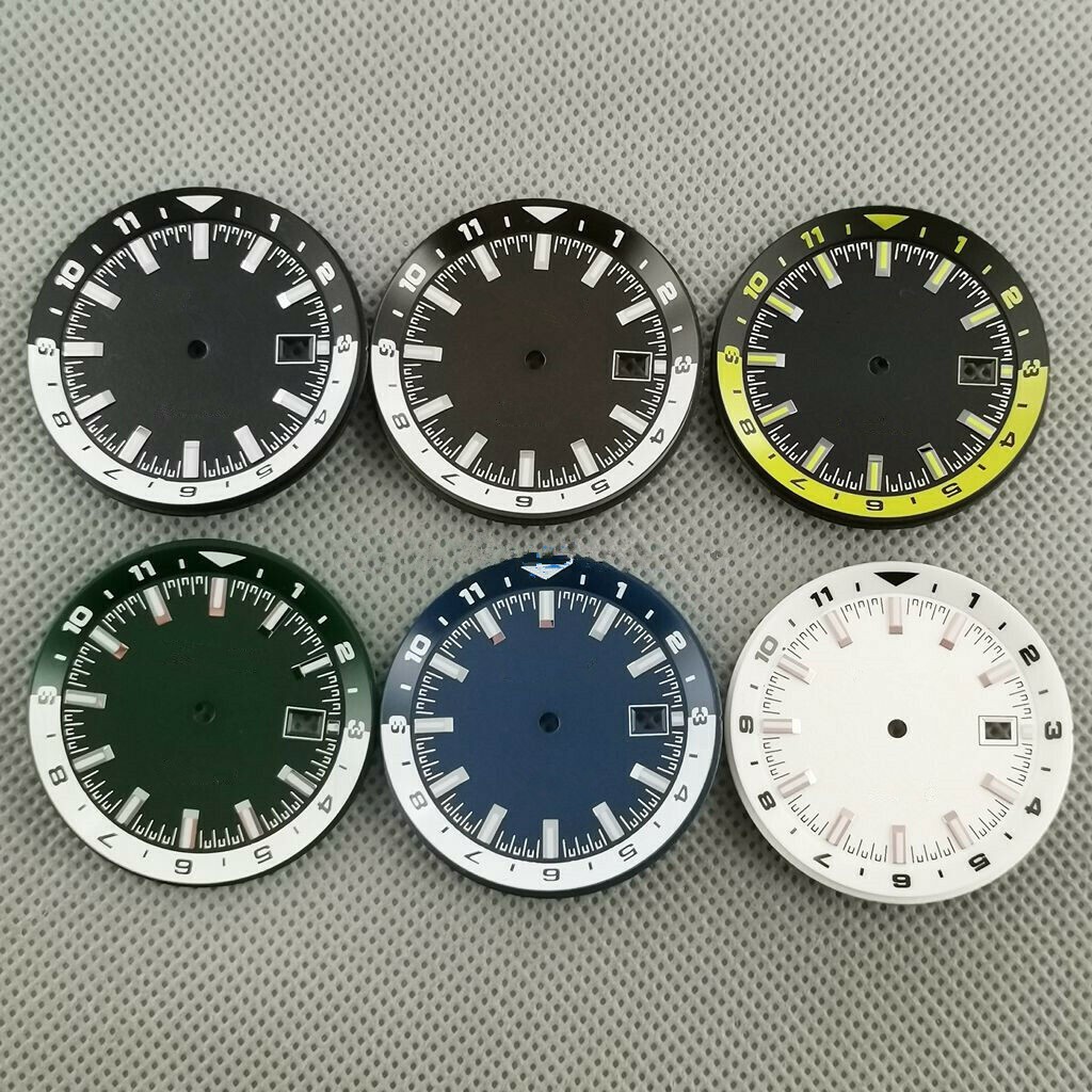 Green Luminous 6 Colors 1.44in/36.5mm Watch Dial For Seiko NH35 NH35A Movement