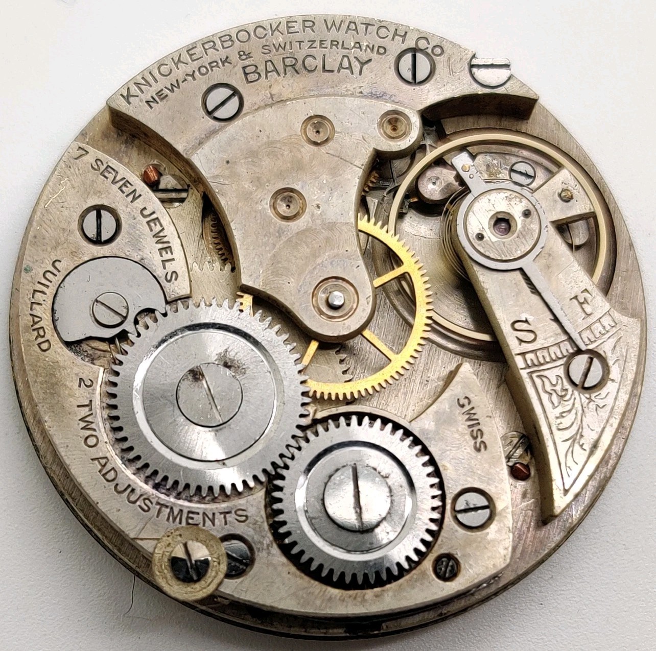 Vintage Barclay 7 Jewel High Grade watch movement Runs For Repair 41.5mm