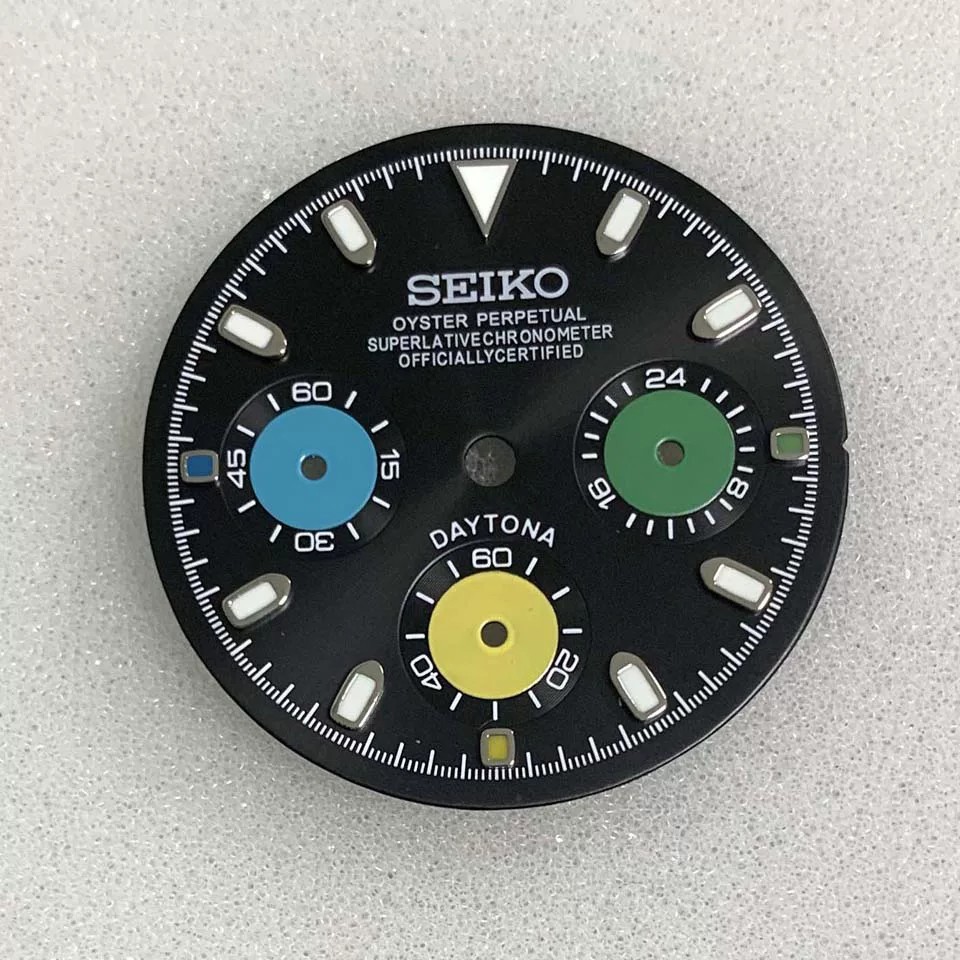 29.8mm Multi-functional Watch Dial Green Luminous For VK63 Movement Accessories