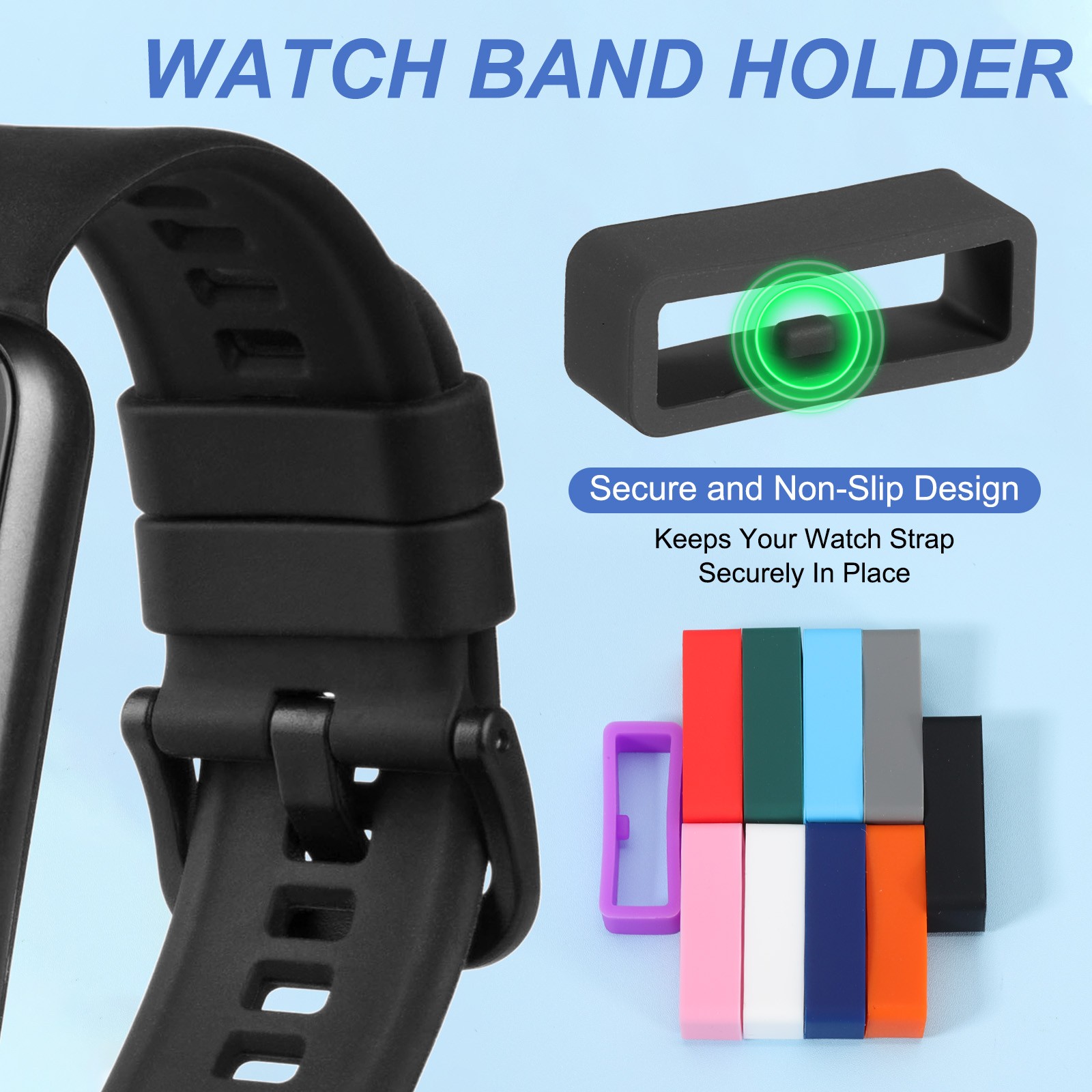 8 Pcs Watch Band Holder Loop, 20mm Universal Watch Replacement Band, Black
