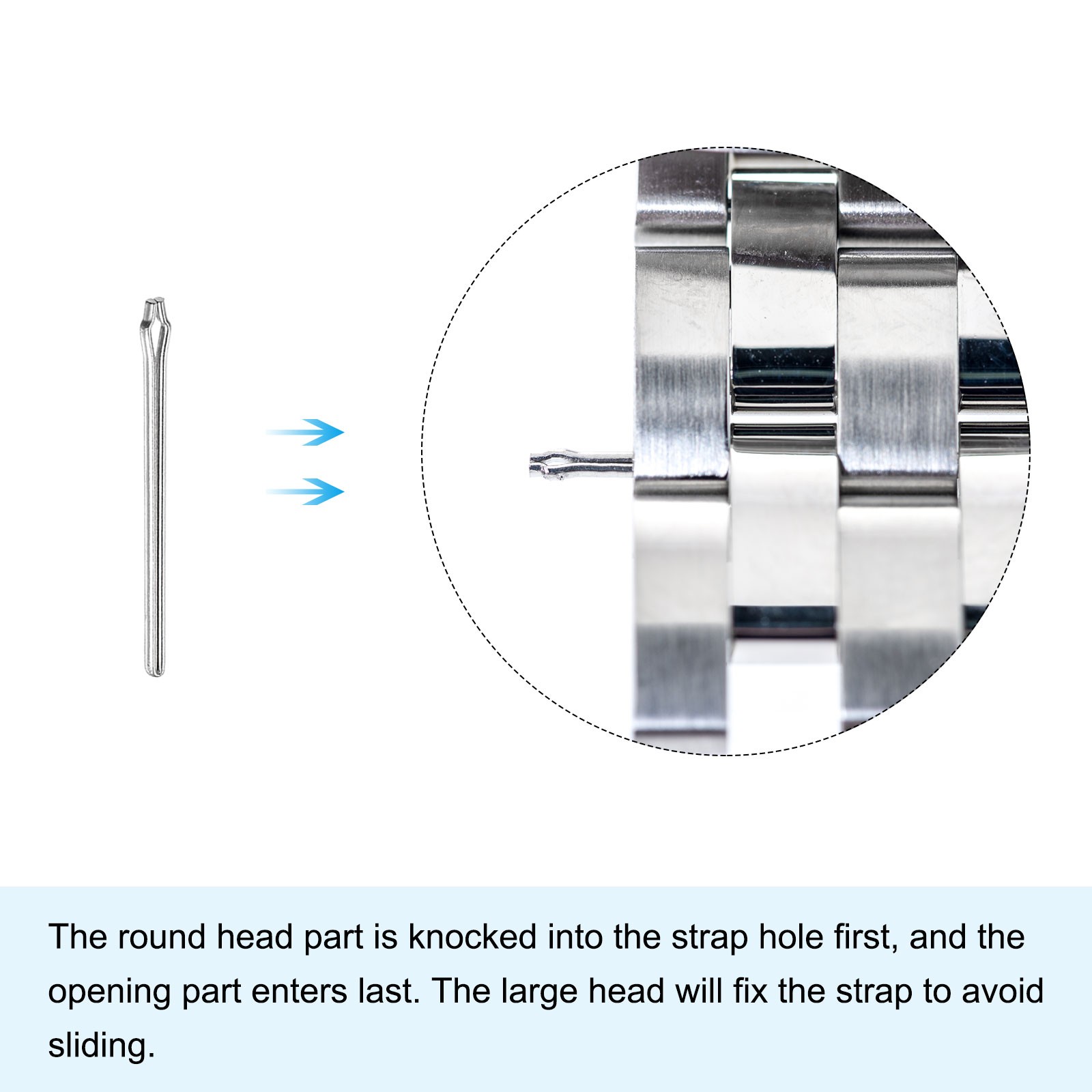 15Pcs 24mm Watch Band Link Cotter Pin Stainless Steel 1mm Dia Silver Tone