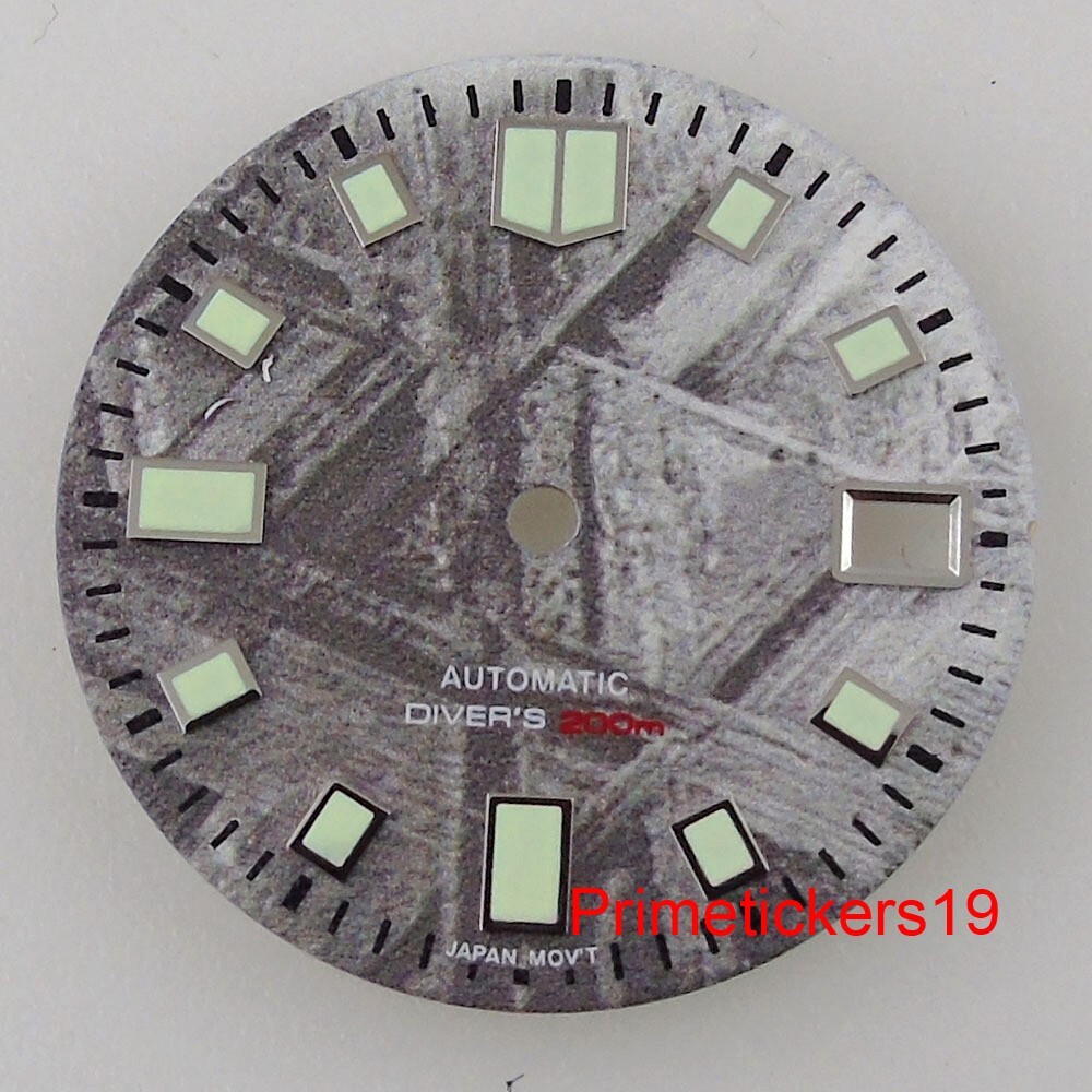29mm Watch Dial Face Meteorite Pattern Date Window Dive Watch Part Fit NH35 NH36