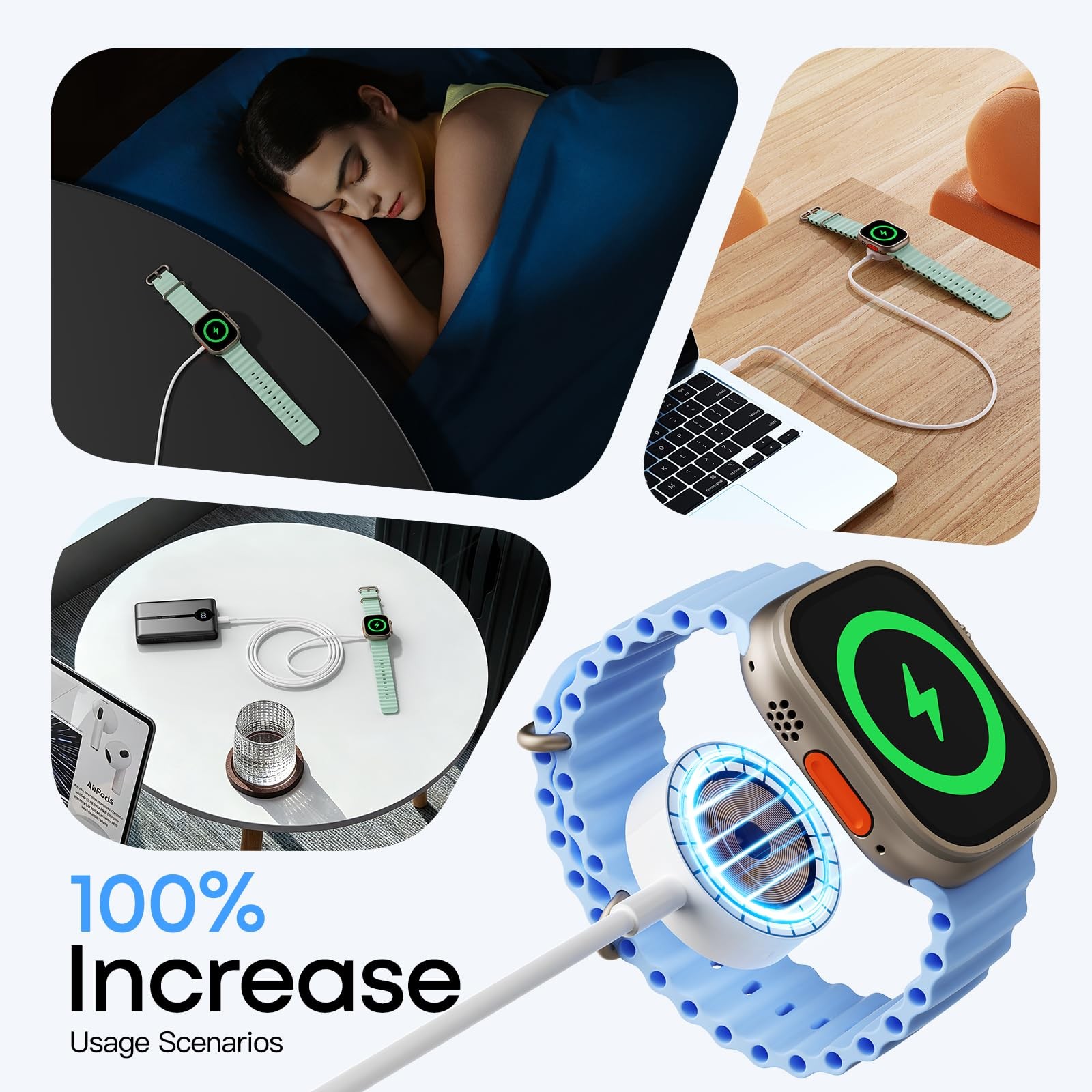 2026 Upgraded Wireless Charging USB-C 3.3FT Cable for Apple Watch Charger