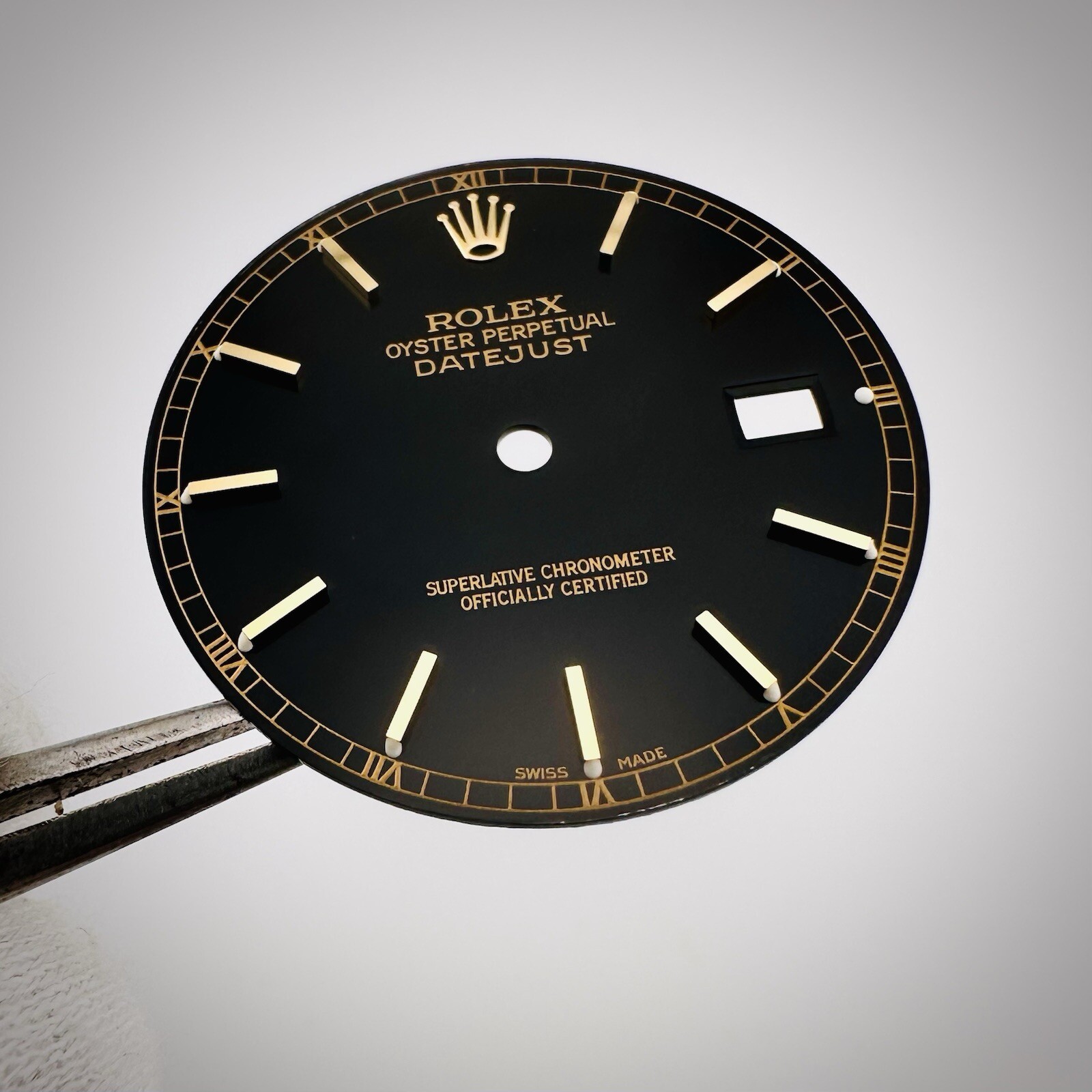 Factory Rolex Two Tone Black Gloss Luminova Dial Datejust 16013 16233 16238