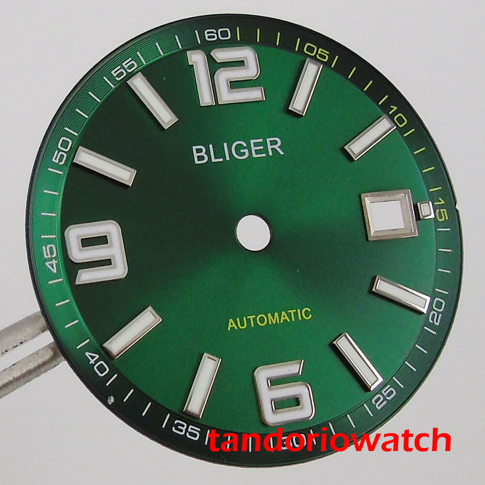 31.5mm bliger watch dial window with date winndow fit ETA 2836 miyota movement